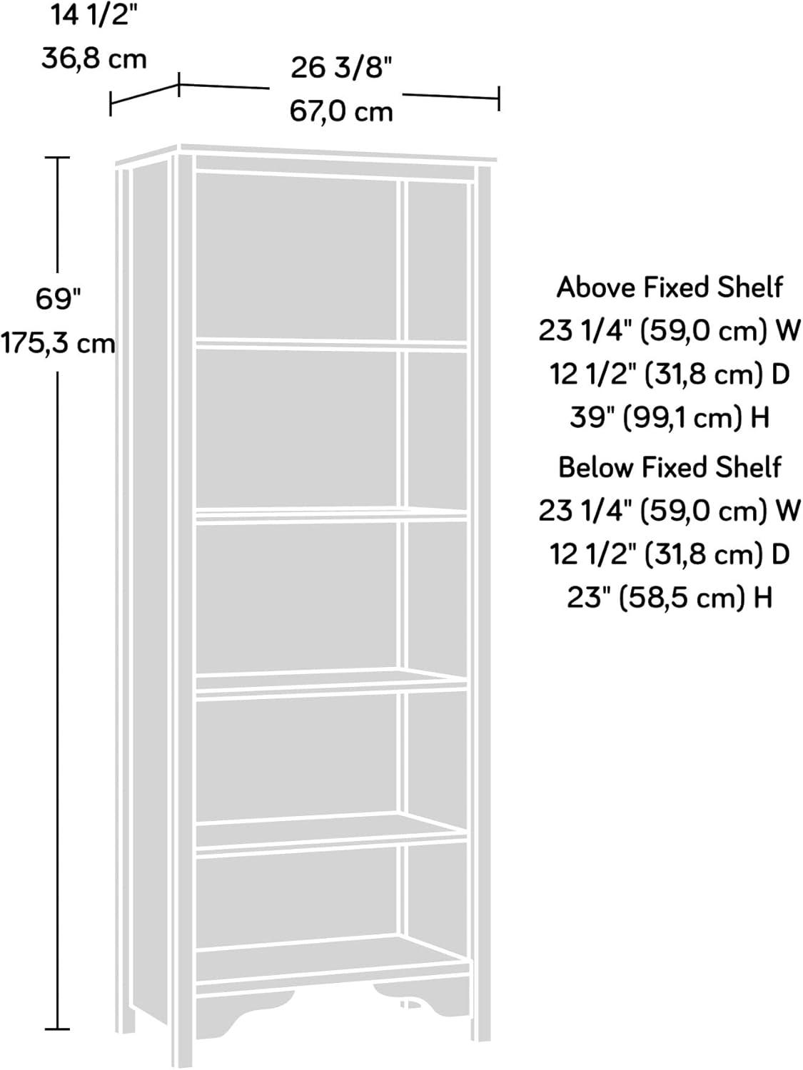 69" Dawson Trail 5 Shelf Bookcase Raven Oak - Sauder