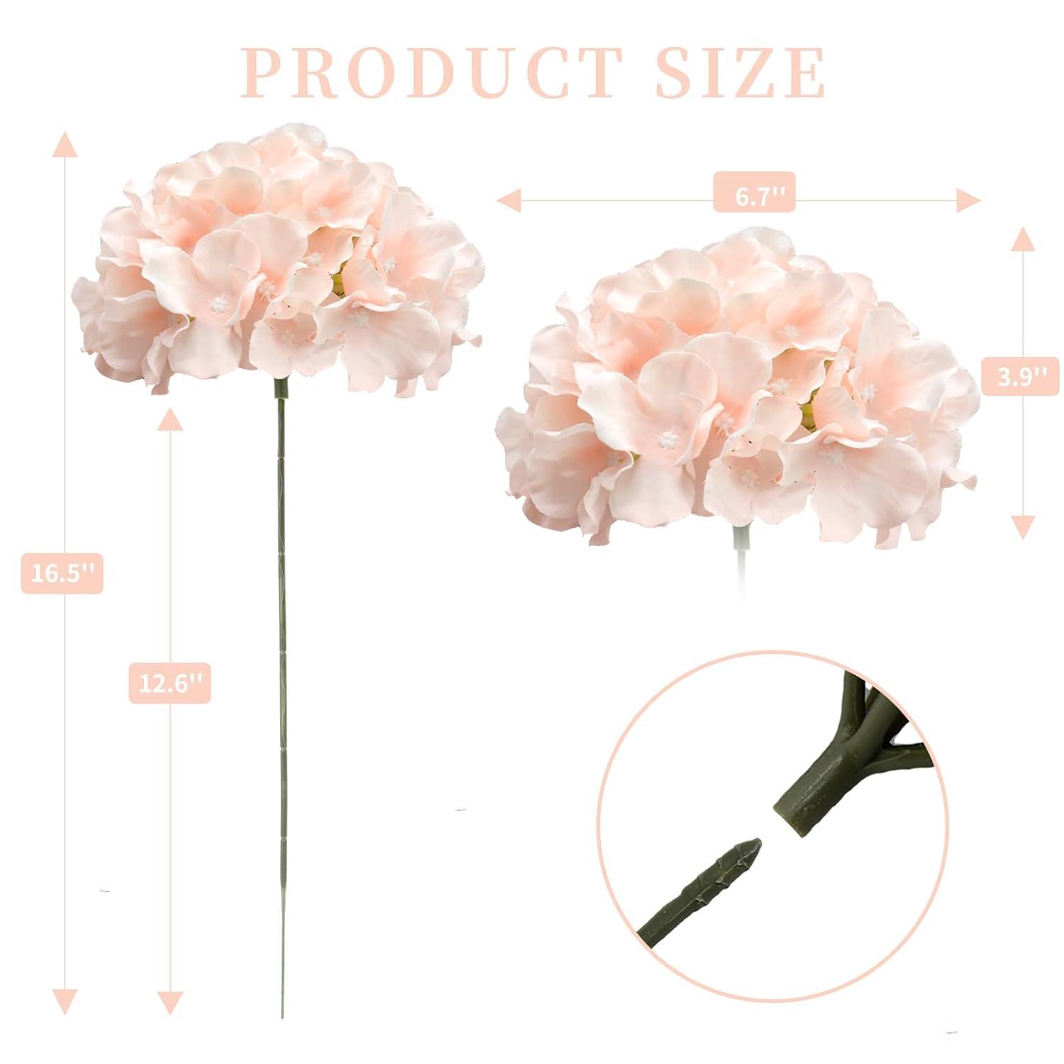 TITOUMI Hydrangea Silk Flowers Heads Blush Pack of 10 Full Hydrangea Flowers Artificial with Stems for Wedding Home Party Shop Baby Shower Décor