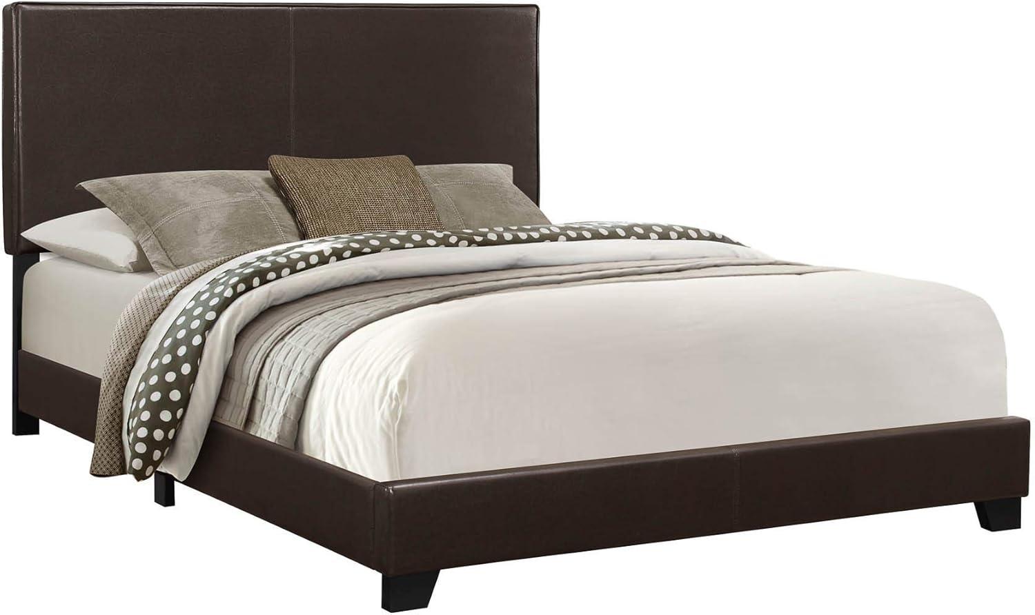 Engelhard Bed, Queen Size, Platform, Bedroom, Frame, Upholstered, Pu Leather Look, Transitional