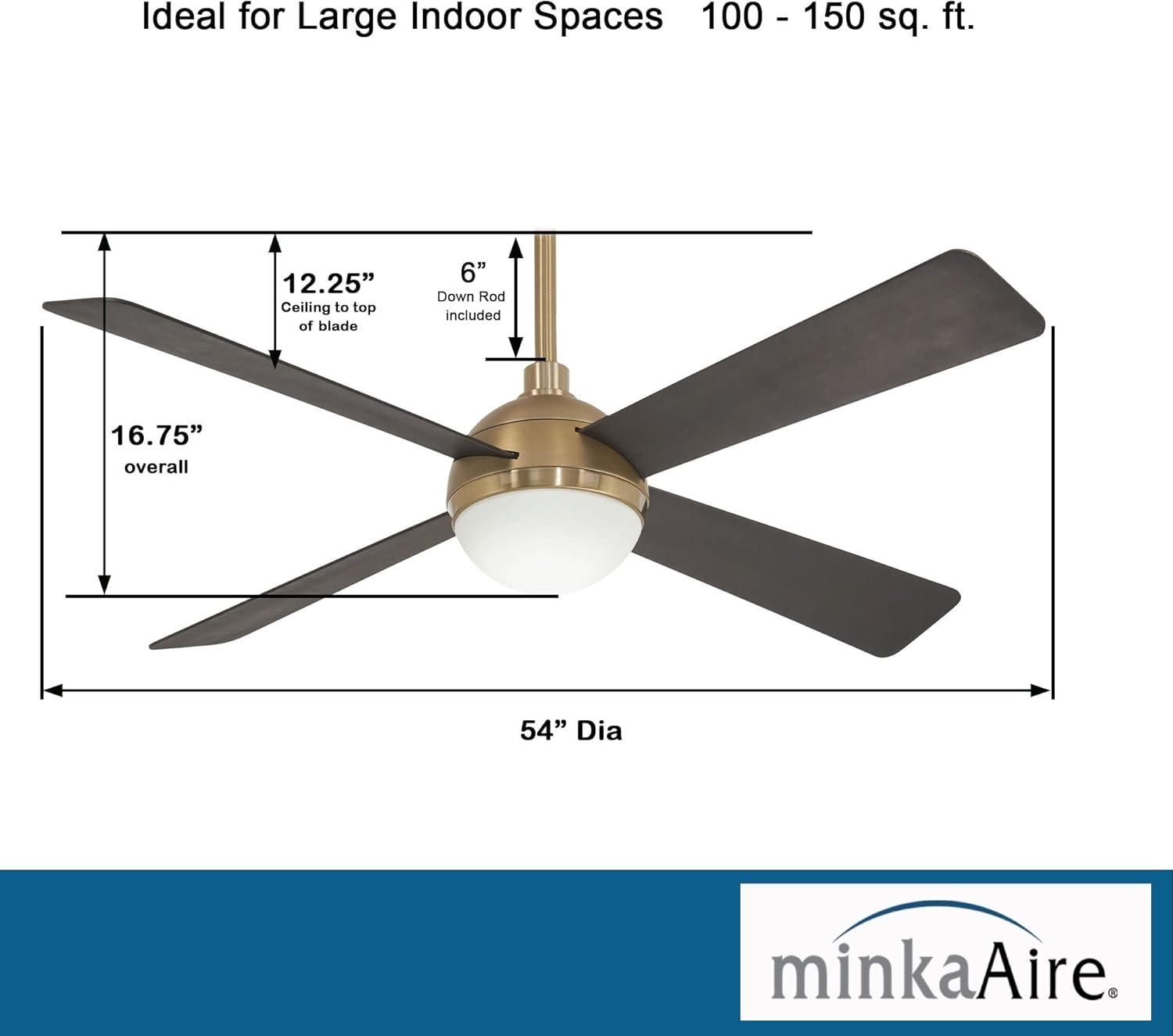 54" 4 - Blade LED Standard Ceiling Fan with Remote Control and Light Kit Included