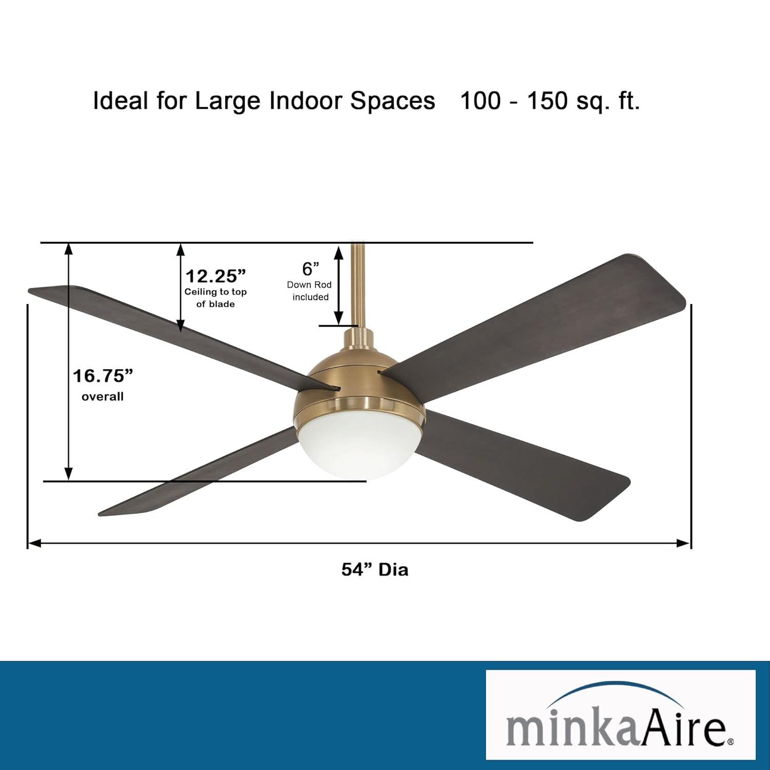54" 4 - Blade LED Standard Ceiling Fan with Remote Control and Light Kit Included