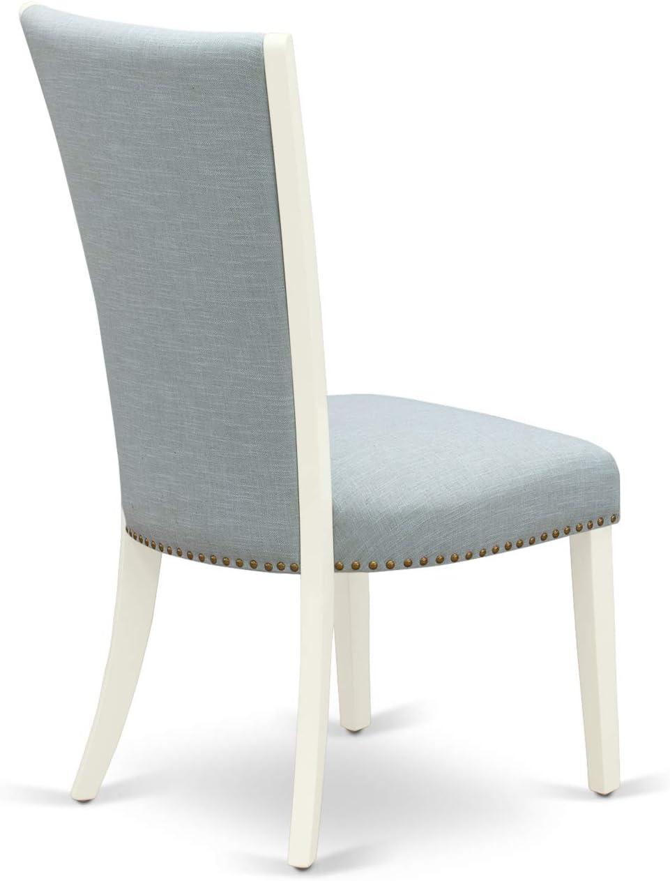 Verona Antique Walnut Wooden Frame Dining Chair with Black Linen Fabric Seat with Nail Head & Stylish Back - Set of 2