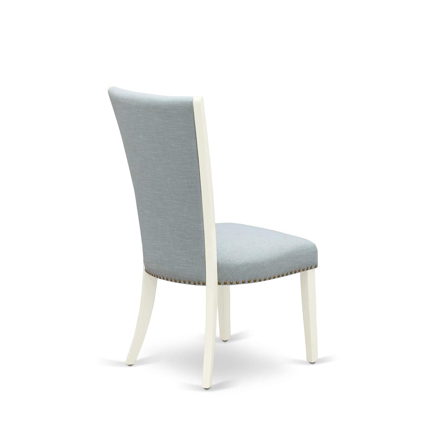 Verona Antique Walnut Wooden Frame Dining Chair with Black Linen Fabric Seat with Nail Head & Stylish Back - Set of 2