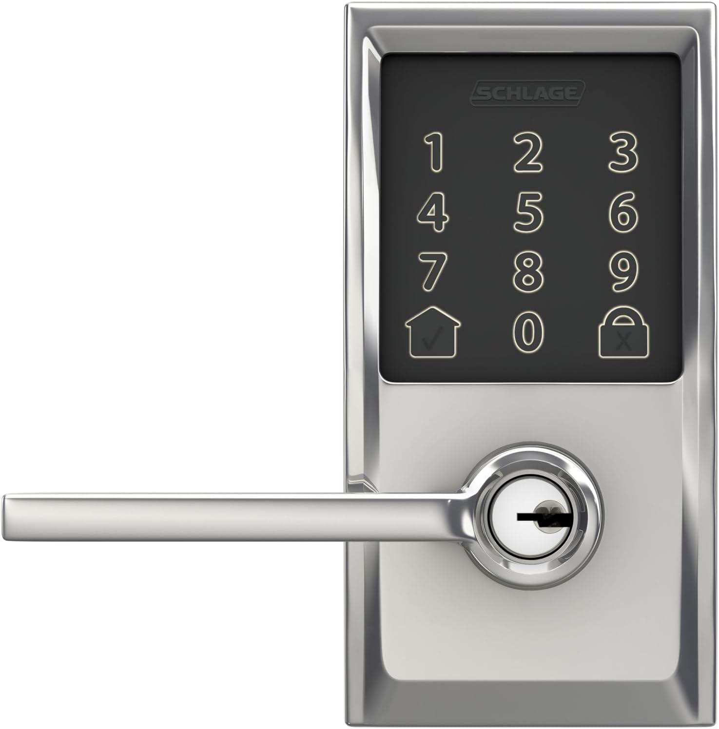 Schlage Fe789wb-Cen-Lat Encode Wifi Enabled Electronic Keypad Latitude Door Lever - Chrome