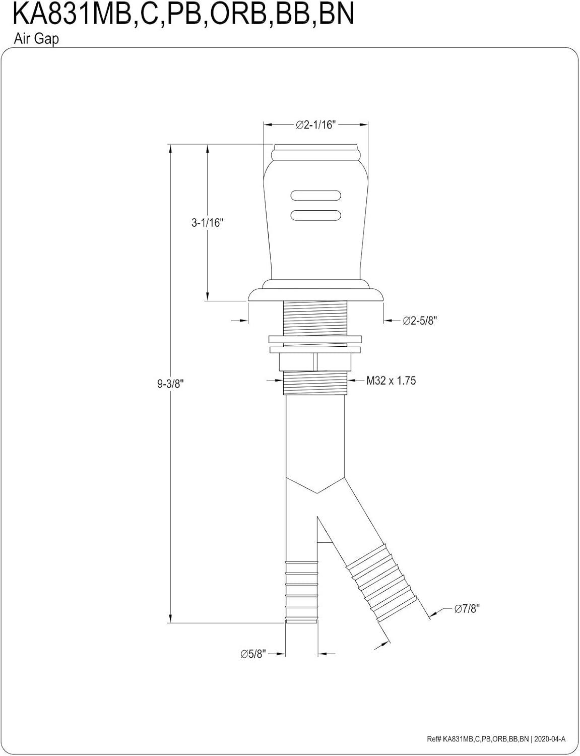 Kingston Brass Trimscape Dishwasher Air Gap