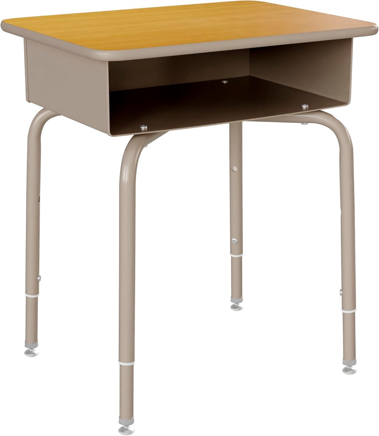 Flash Furniture Goddard Height-Adjustable Open Front Student Desk with Metal Book Box