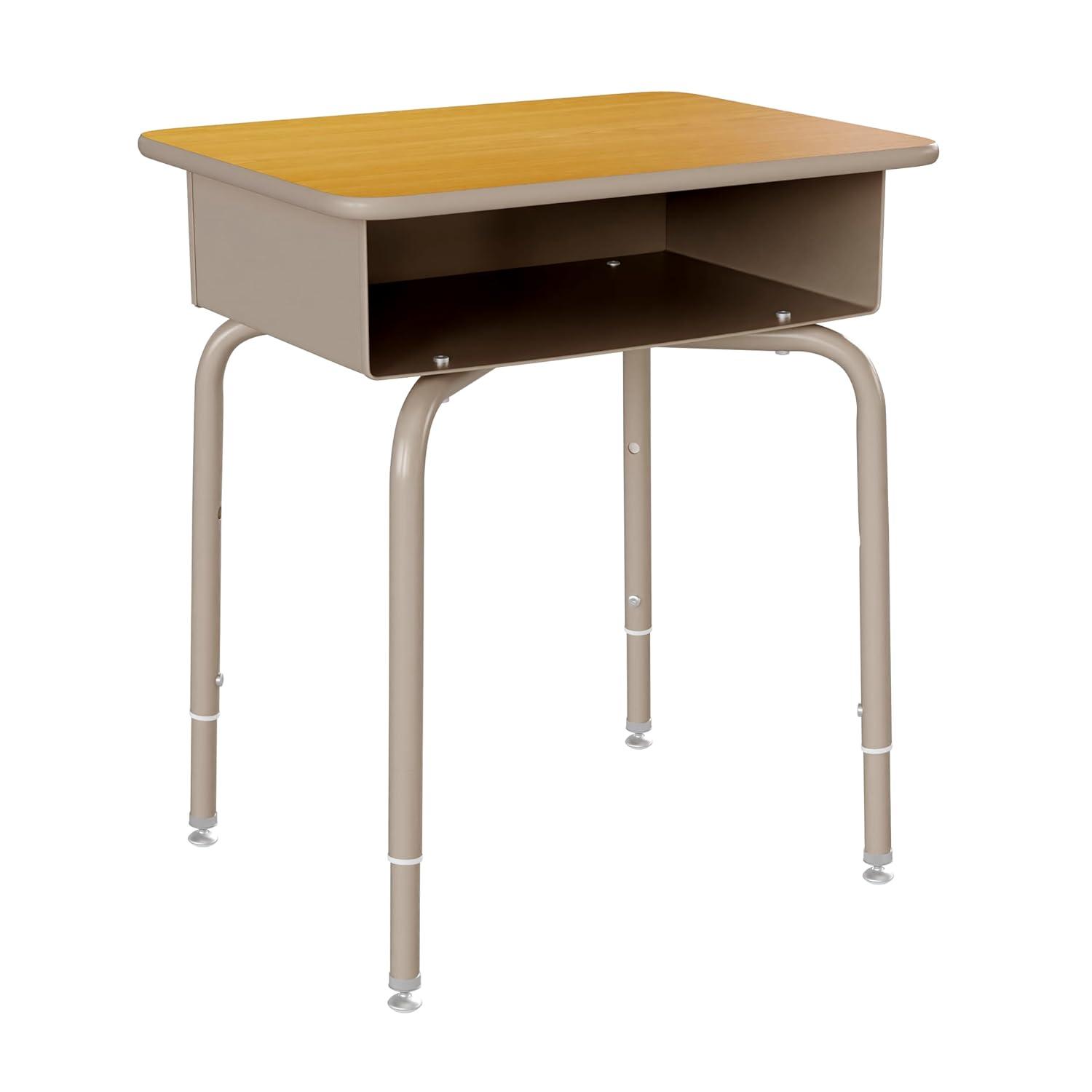 Flash Furniture Goddard Height-Adjustable Open Front Student Desk with Metal Book Box