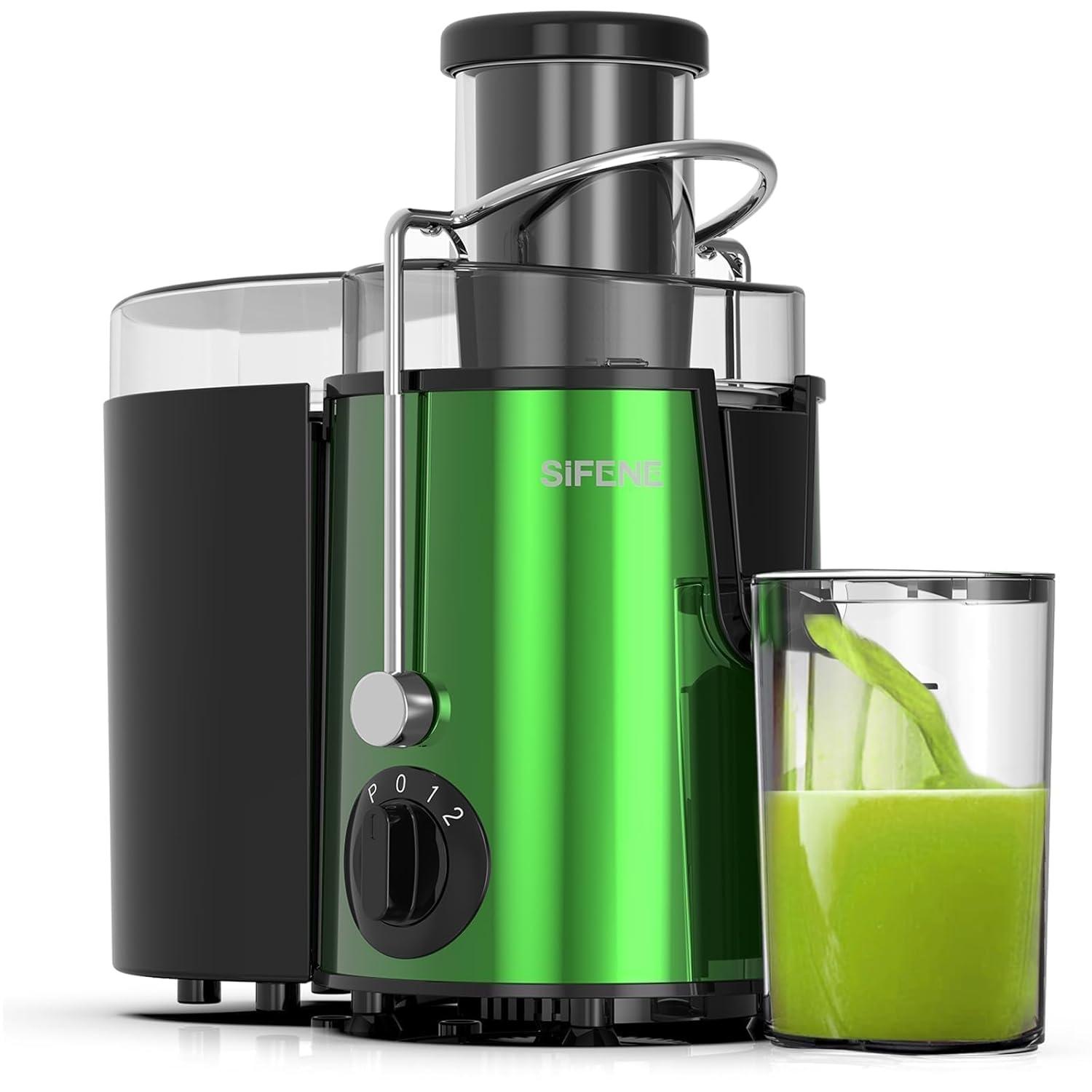 SiFENE 400W Centrifugal Juicer Machine, 3" Wide Chute, 3 Speed Setting, Higher Nutrient Yeild, Easy to Clean, Silver