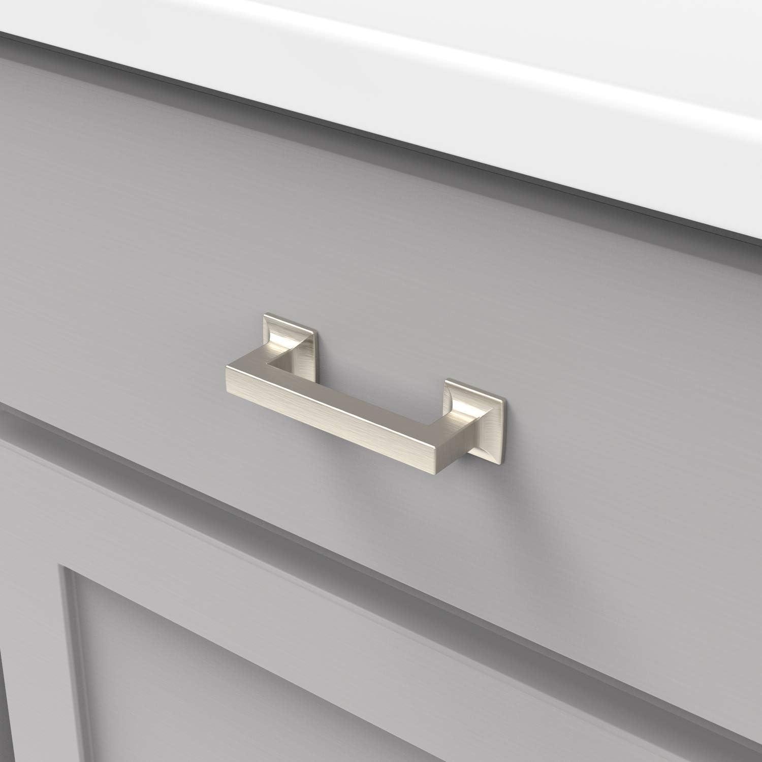 Satin Nickel Modern Cabinet Drawer Pulls 10-Pack