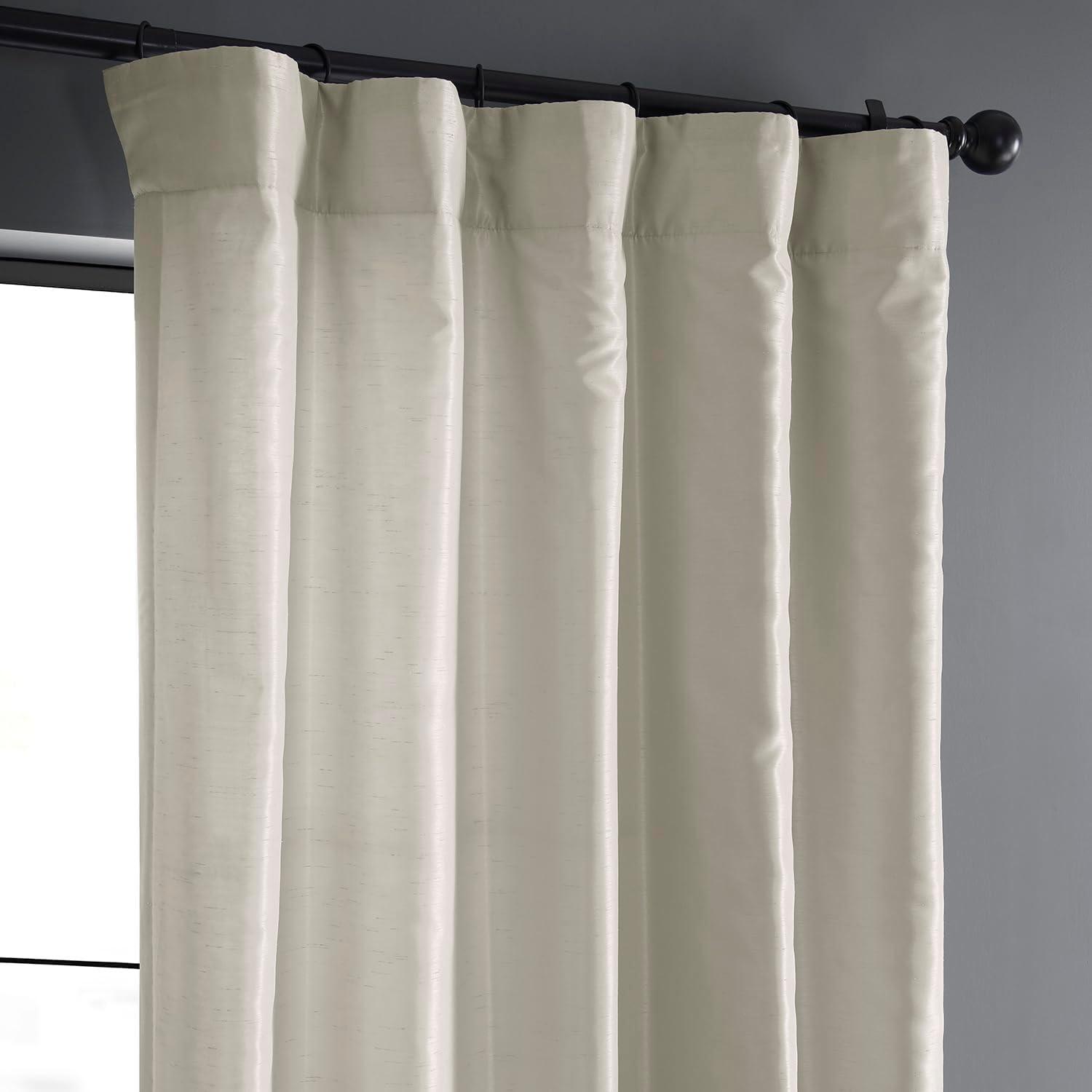 Mist Grey Vintage Textured Faux Dupioni Silk Curtain (1 Panel), Mist Grey, 50W X 84L