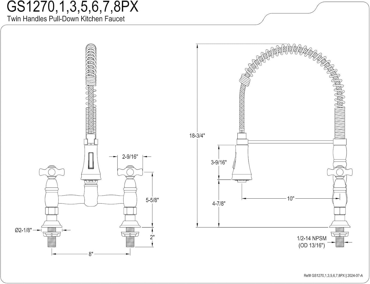 Heritage Brushed Brass Two-Handle Pull-Down Sprayer Kitchen Faucet