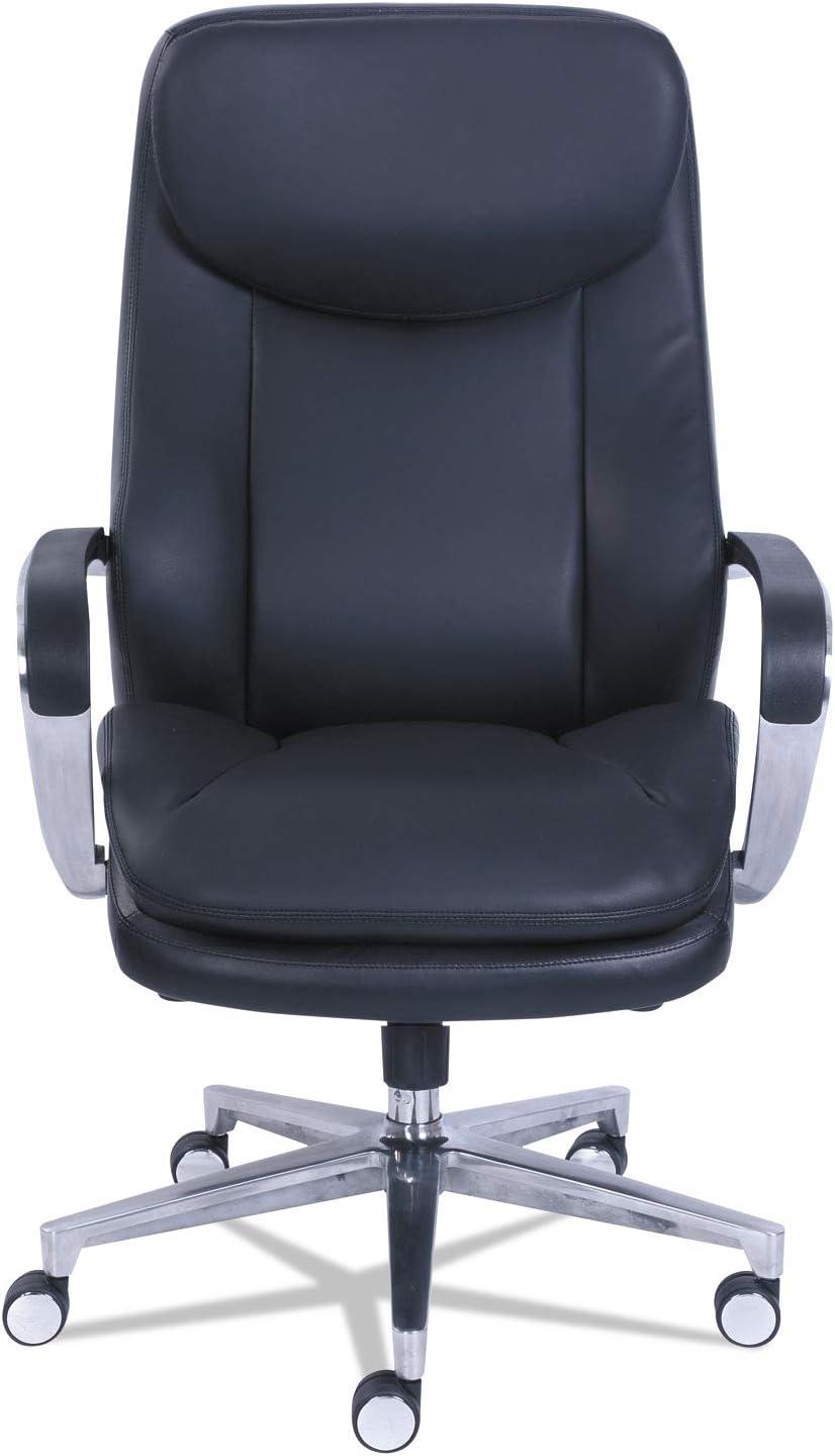 La-Z-Boy Commercial 2000 High-Back Executive Chair, Supports Up to 300 lb, 20.25" to 23.25" Seat Height, Black Seat/Back, Silver Base