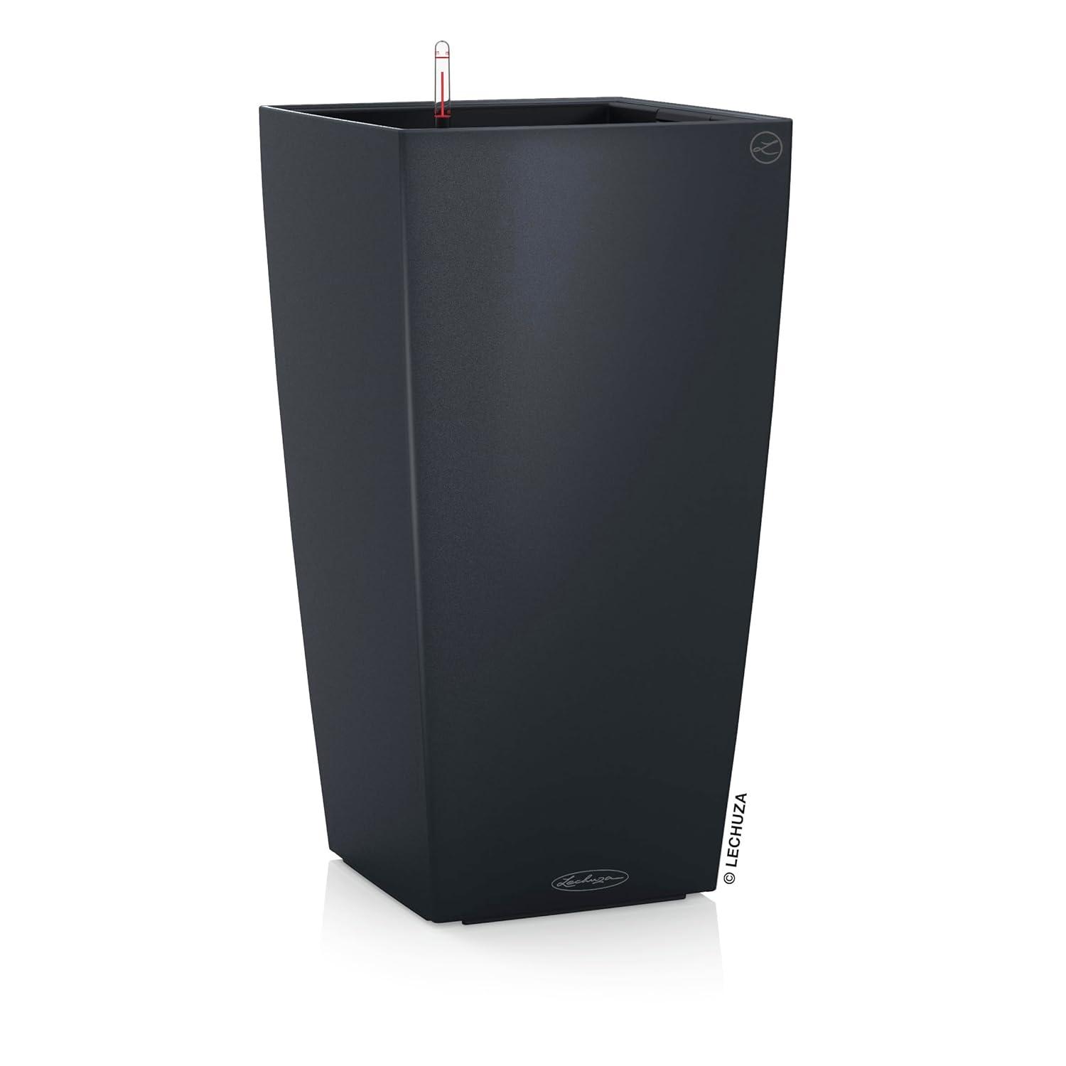 Lechuza USA 22” Gray Cubico Outdoor Planter with Water Reservoir