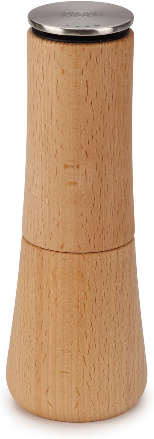 Joseph Joseph Milltop Beech Wood No-Spill Pepper Mill: Kitchen Utensil, Natural Wood, Adult Use, 7.48" Height