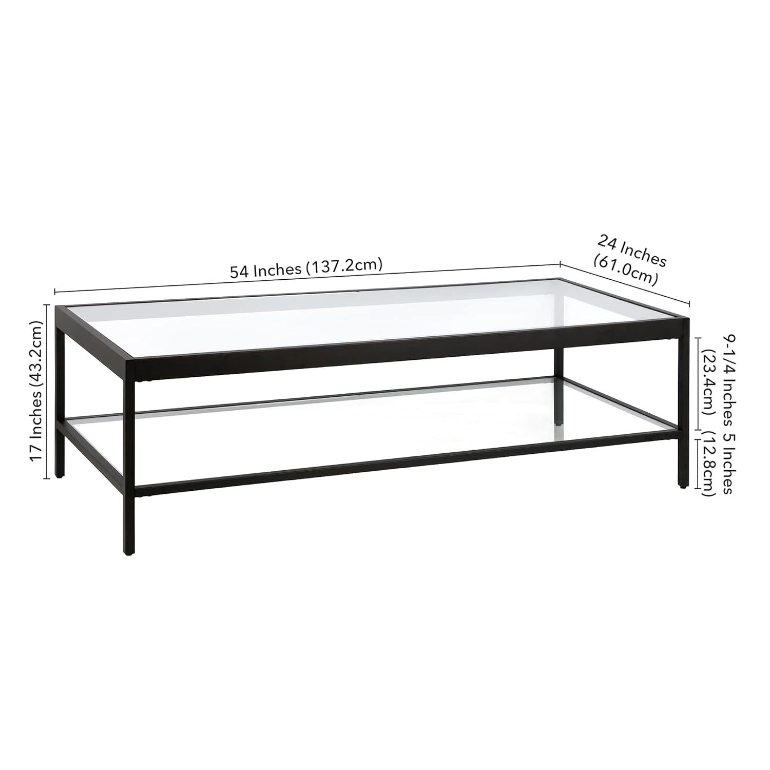 Evelyn&Zoe Alexis 54" Wide Rectangular Coffee Table, Blackened Bronze