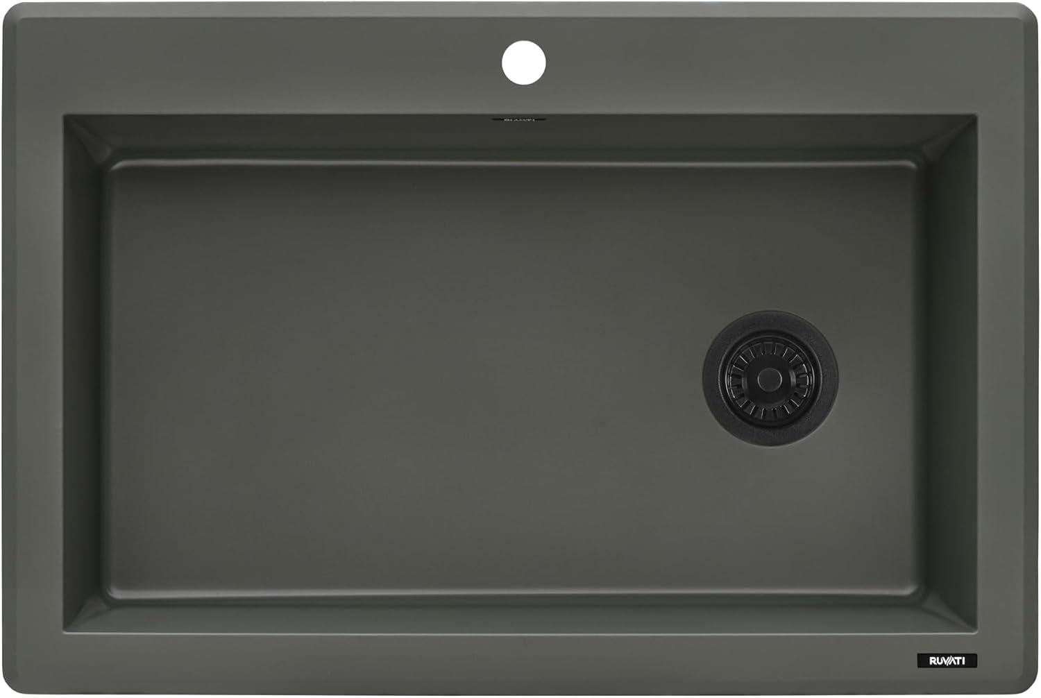 Ruvati 33 x 22 inch Granite Composite Drop-in Topmount Single Bowl Kitchen Sink