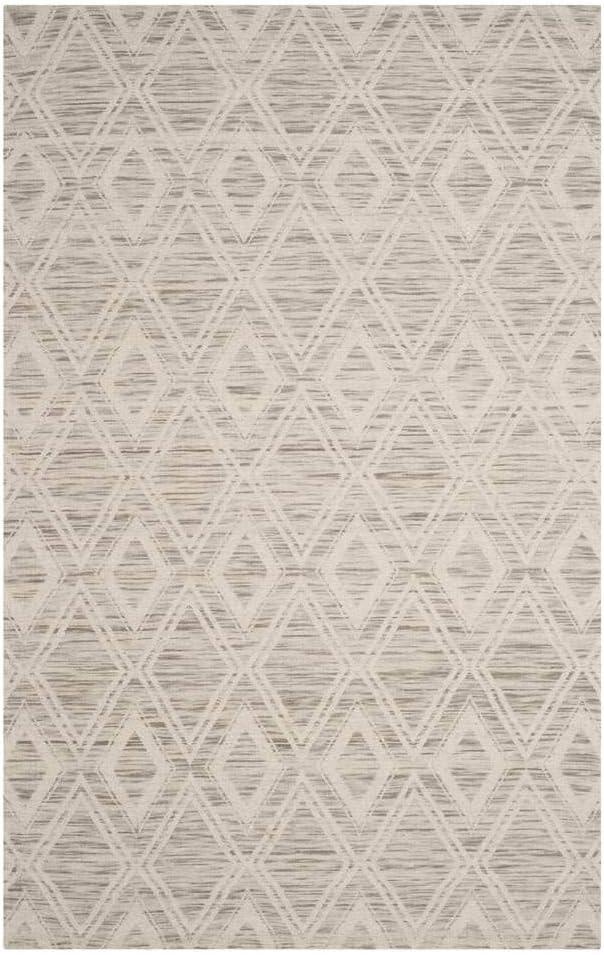 SAFAVIEH Marbella Alicia Geometric Diamonds Wool Area Rug, Light Brown/Ivory, 10' x 14'