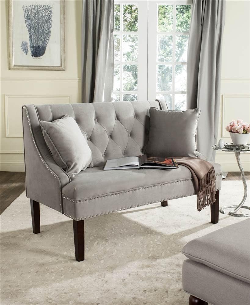 Zoey Settee with Silver Nailheads  - Safavieh