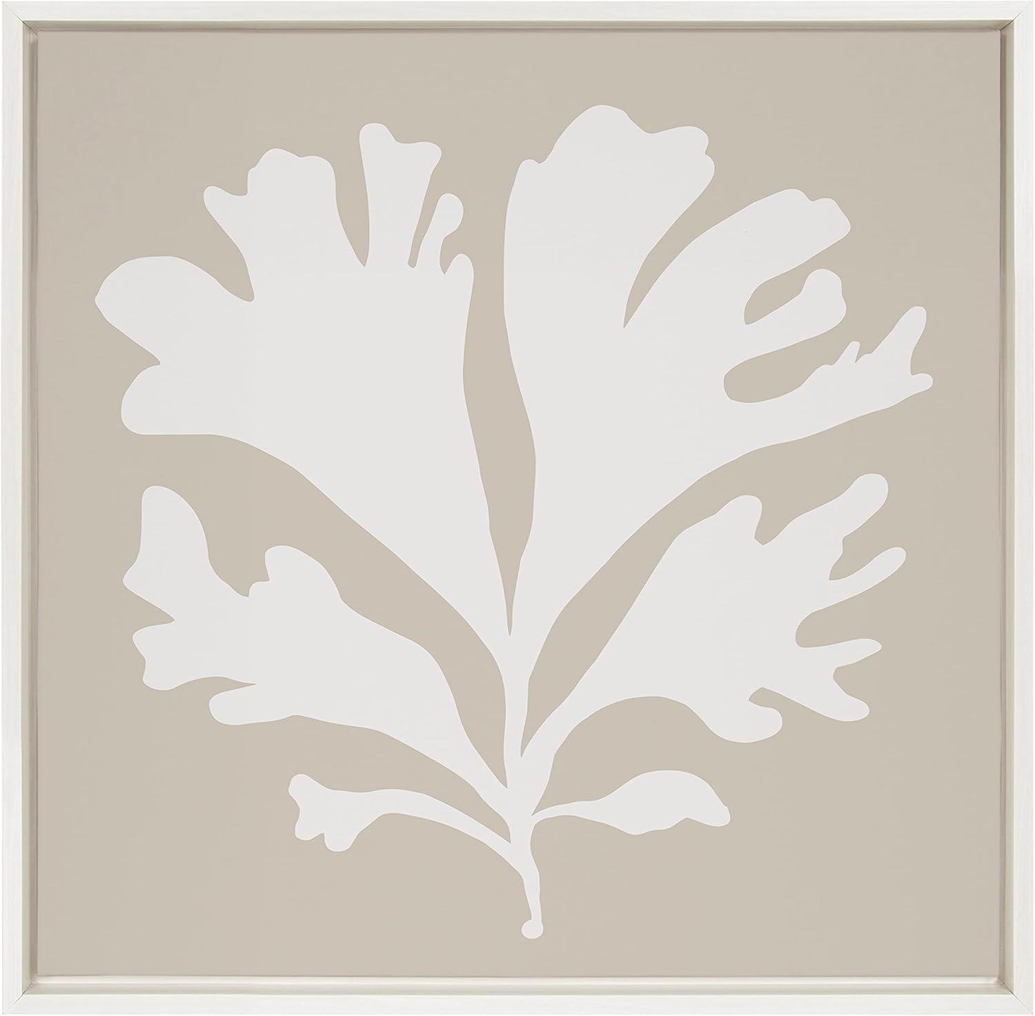 22" x 22" Sylvie Neutral Coral Beige Framed Canvas by Creative Bunch White - Kate & Laurel All Things Decor: Coastal Style