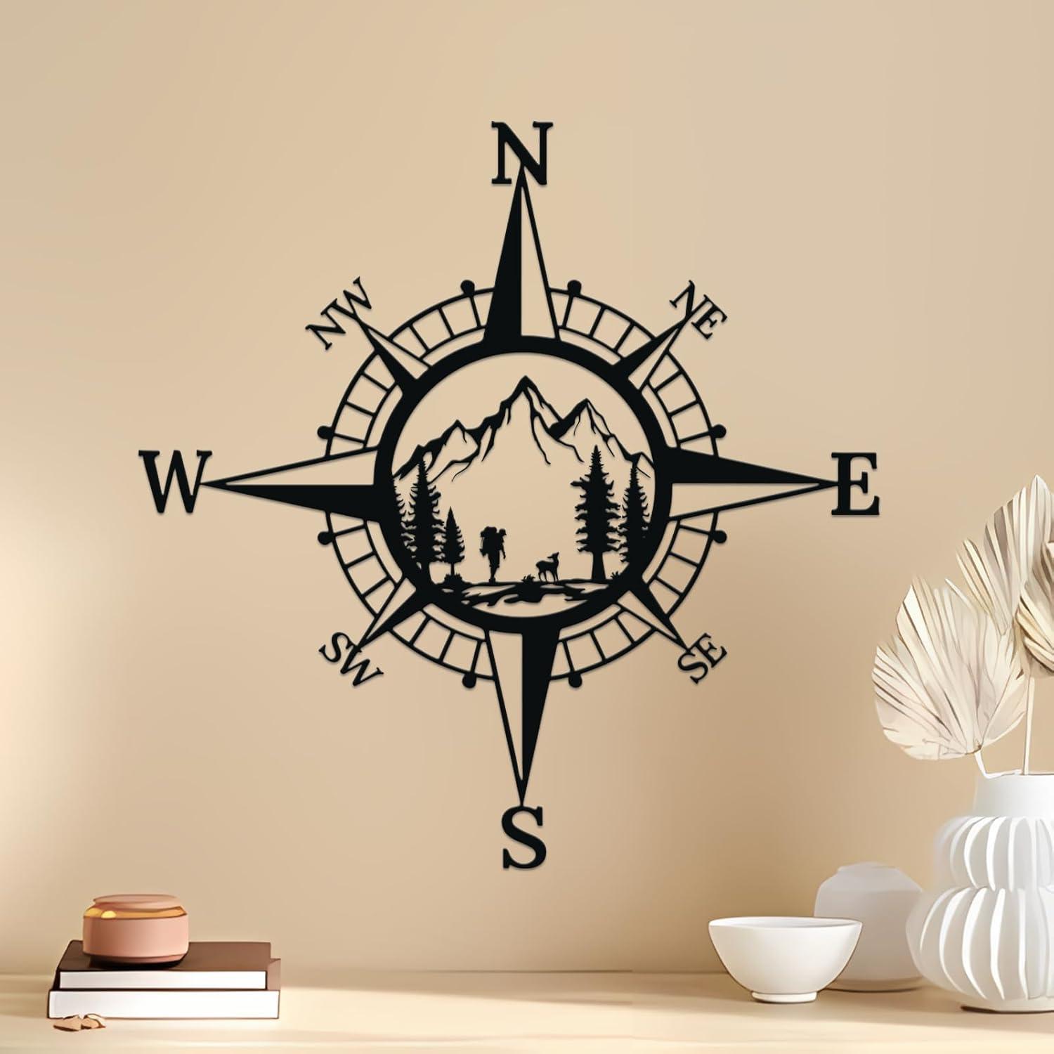 Ploknplq Home Decor Desk Decor Porch 11 Bedroom Wall Metal Compass Nautical Room Inch Office Living Terrace Decoration Garden Decoration Decoration & Hangs Wall Decor