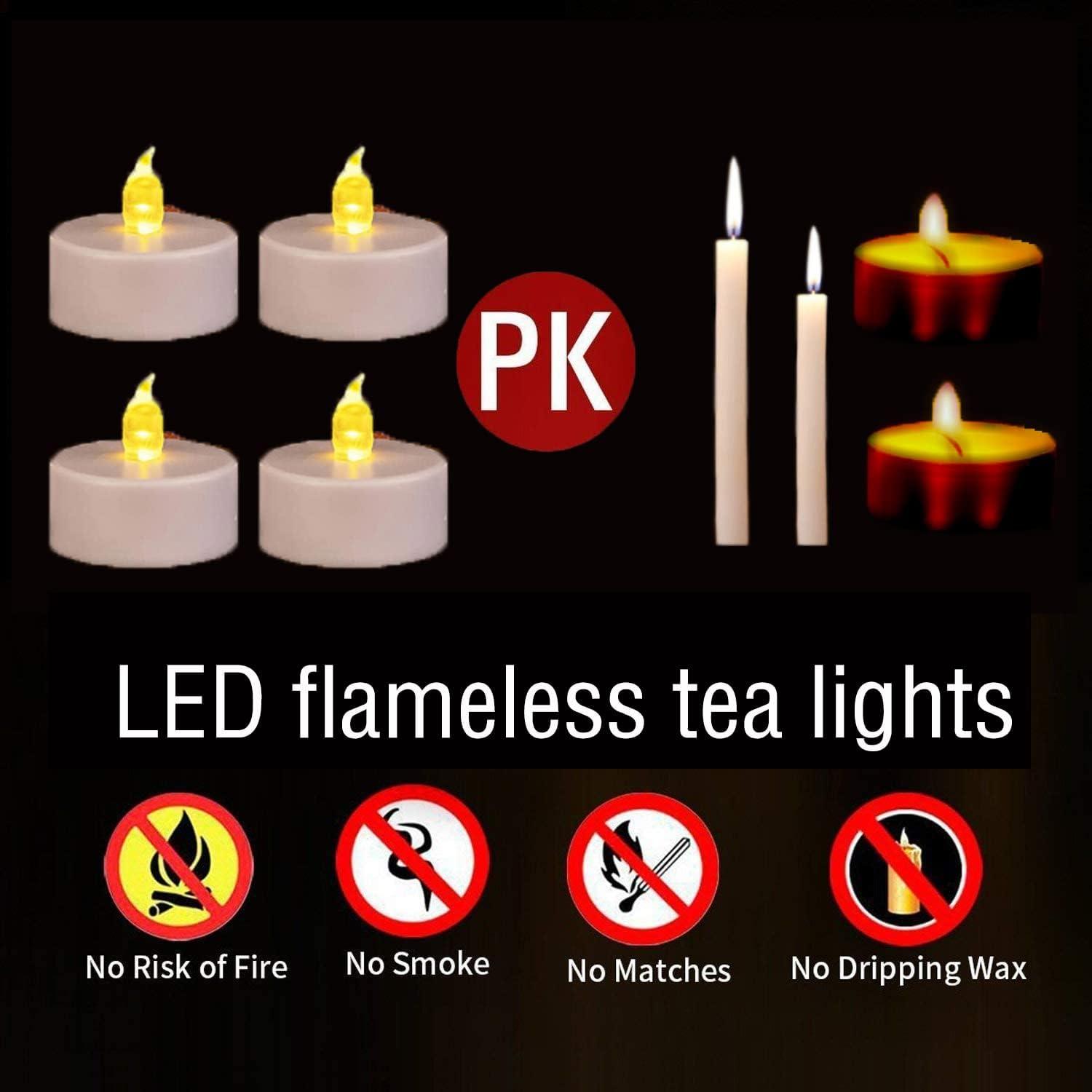 Flameless LED Tea Lights Candles (100-Pack) - Warm Yellow Flickering Safe for Kids, Pets, and Seniors Battery-Powered Perfect for Cozy Ambiance, Special Events, and Home Decor