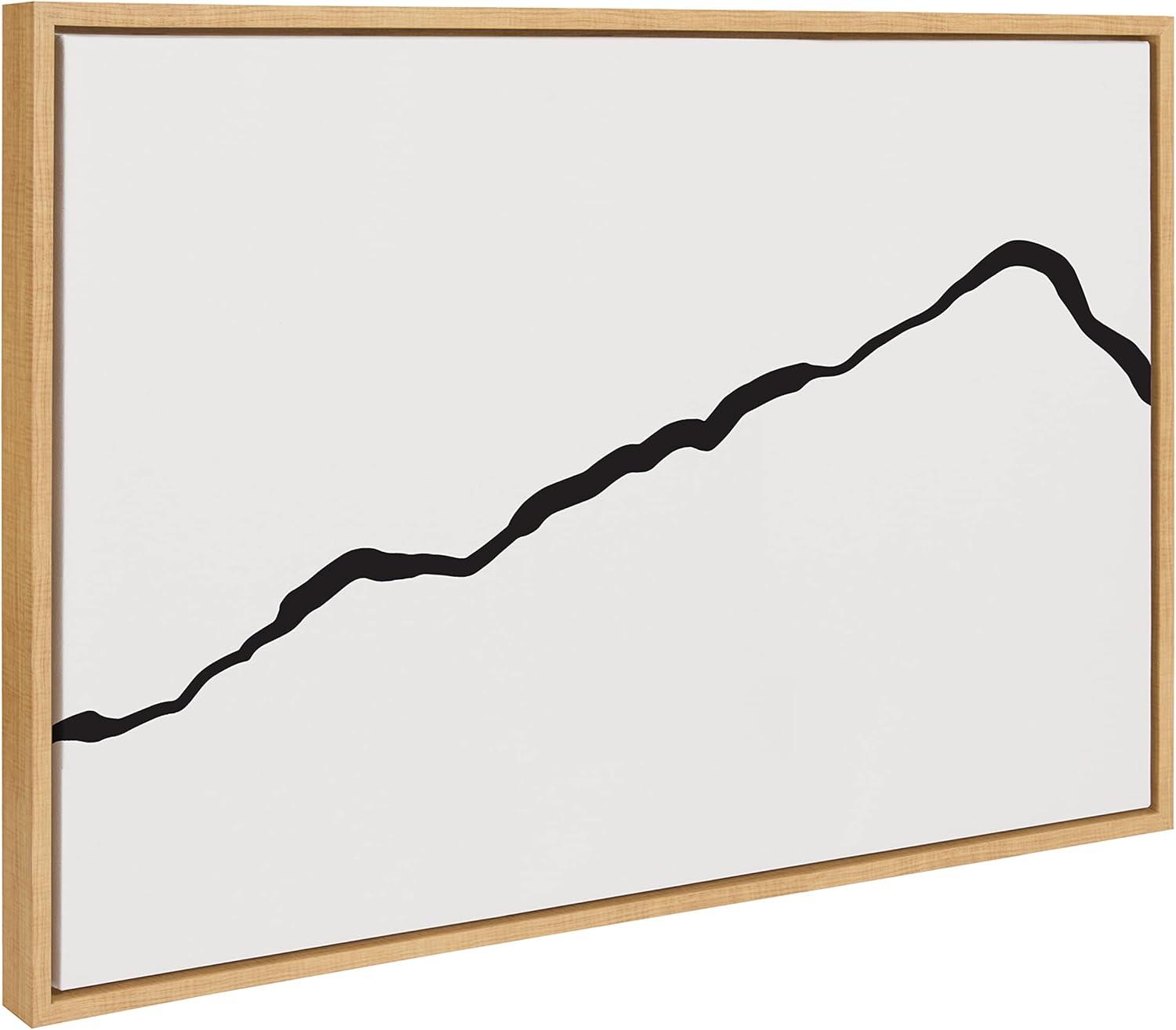 Kate and Laurel Sylvie Elevated Abstract Minimalist Mountain Landscape Framed Canvas Wall Art by The Creative Bunch Studio, 23x33 Natural, Minimal Mountainous Landscape Art for Wall