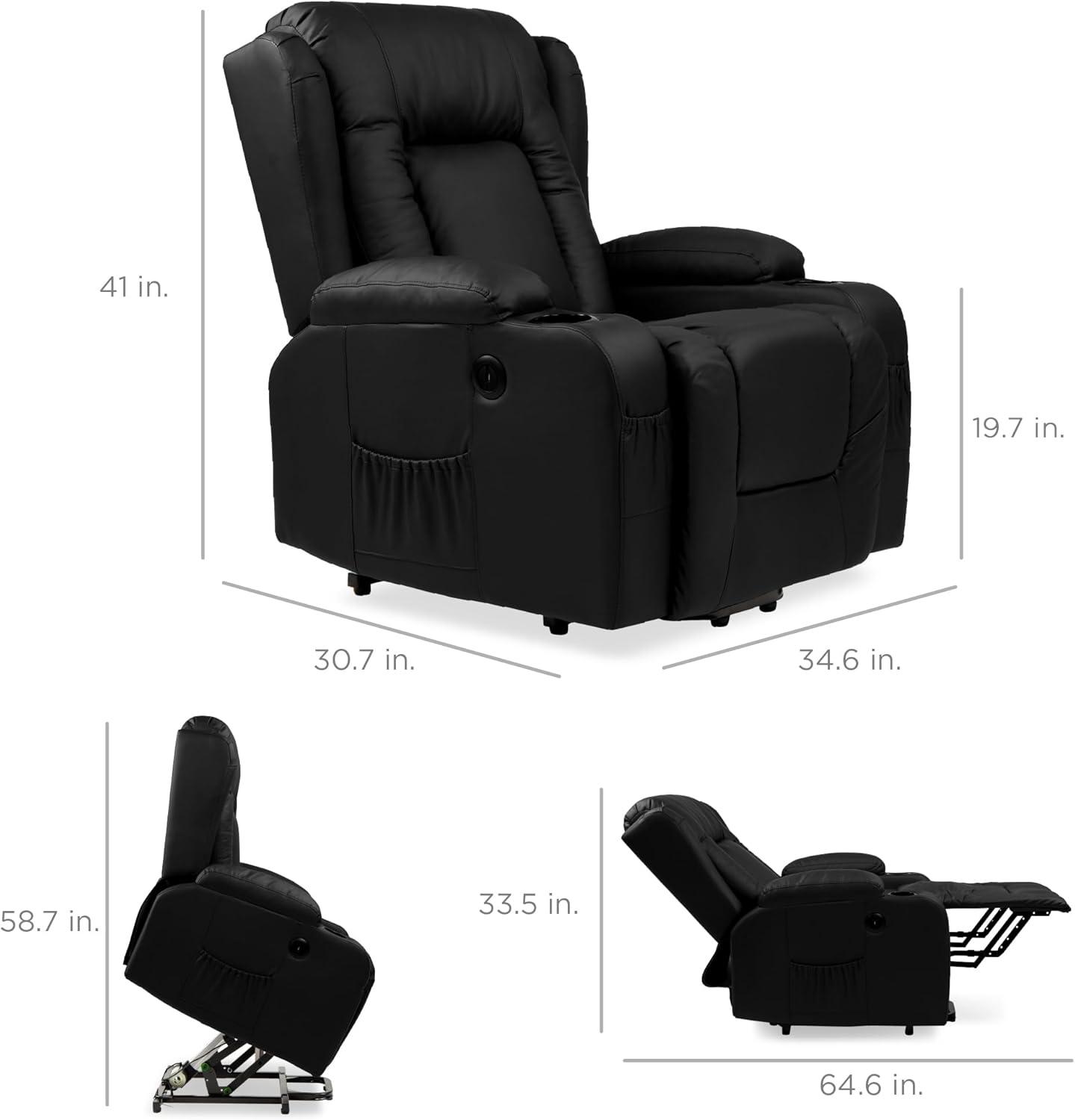 Xola Electric Power Lift Recliner Massage Chair Furniture w/ USB Port, Heat, Cupholders