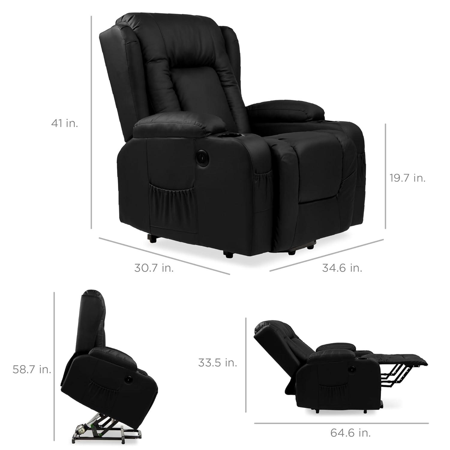 Xola Electric Power Lift Recliner Massage Chair Furniture w/ USB Port, Heat, Cupholders