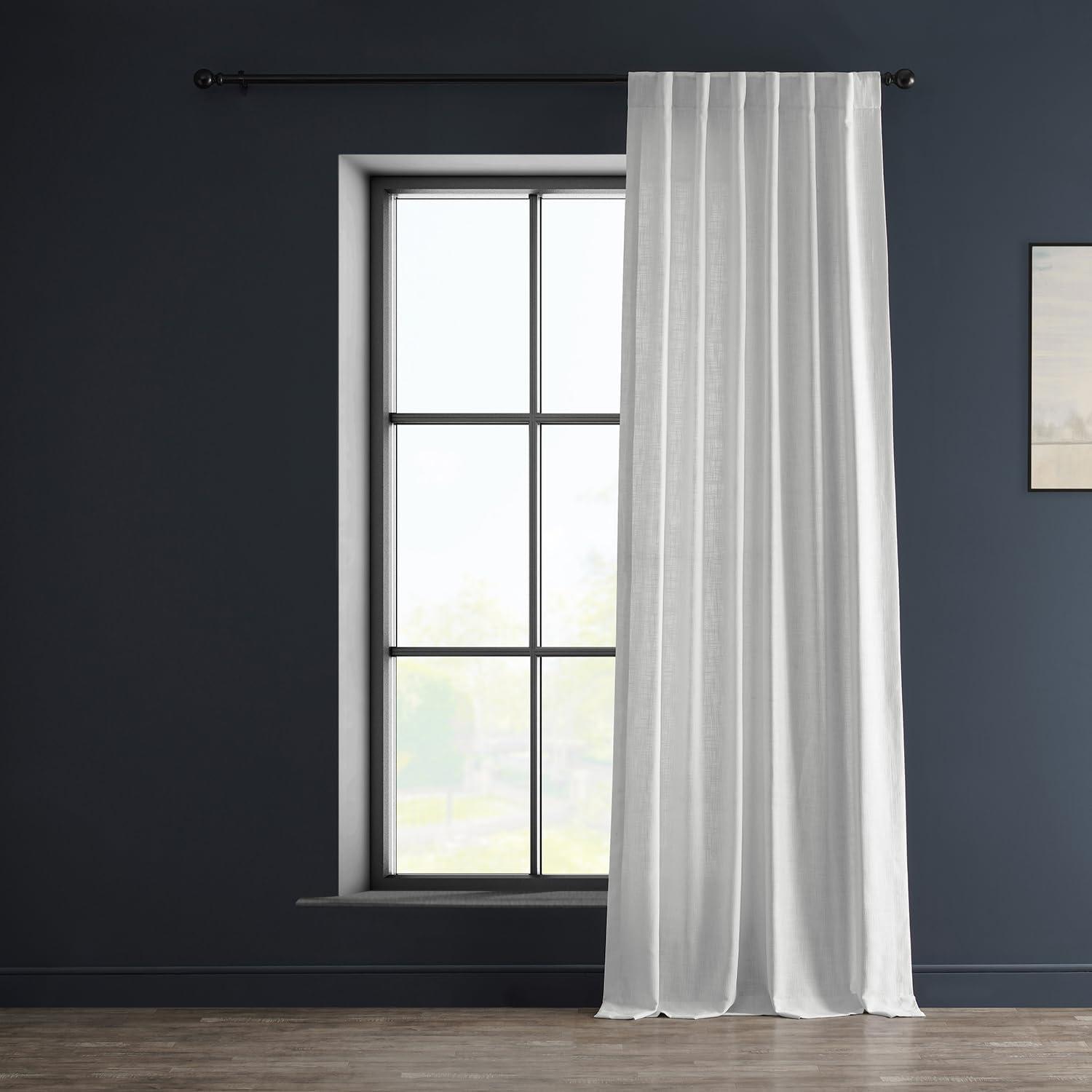 Rice White Heavy Faux Linen Curtain (1 Panel), Rice White, 50W X 120L