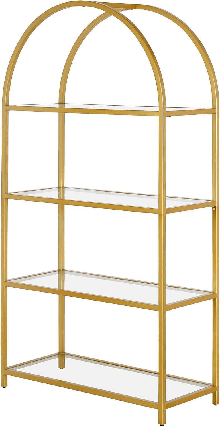 Evelyn&Zoe Garrett 62" Tall Rectangular Bookcase, Brass