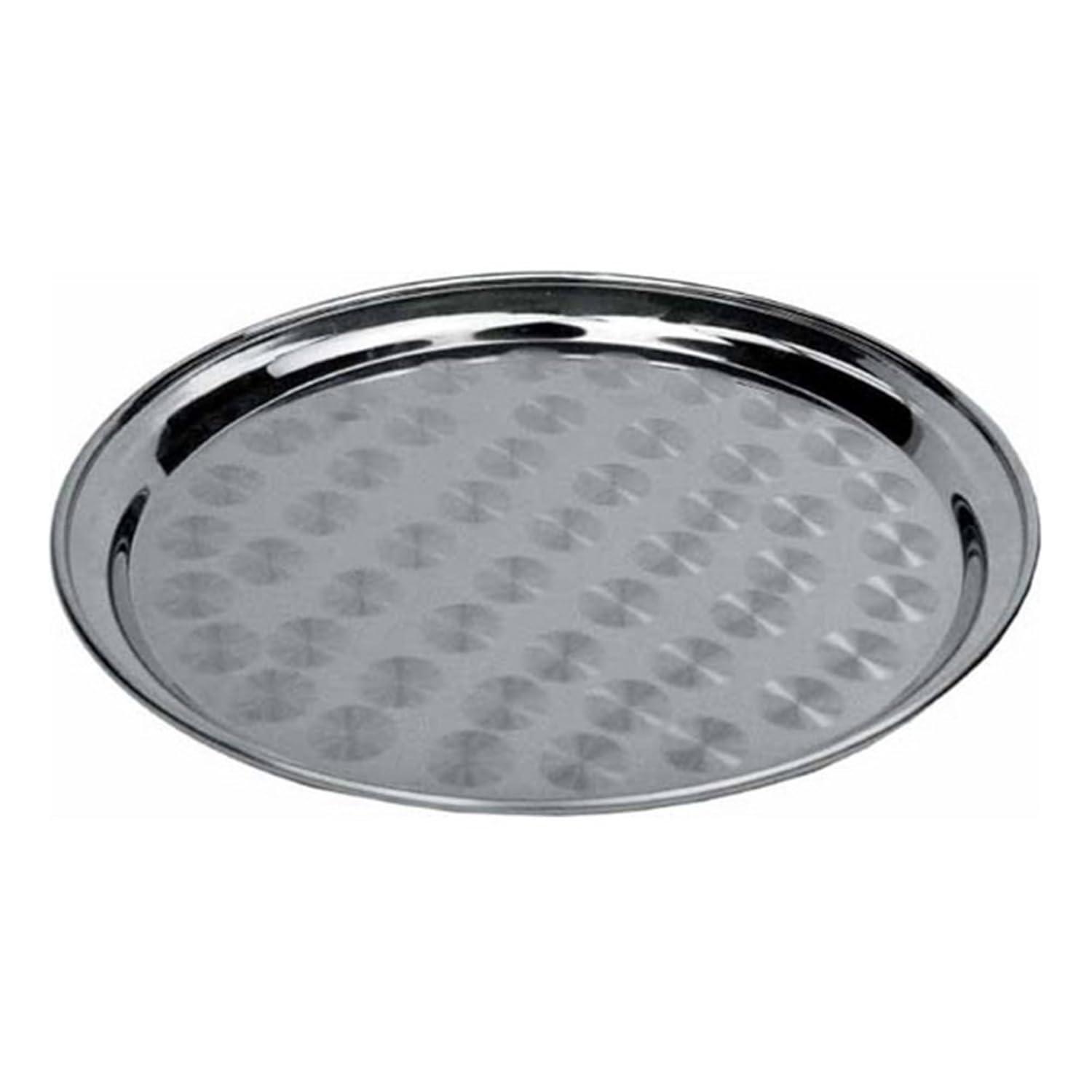Winco Serving Tray with Swirl Pattern, Stainless Steel, Round, 16"