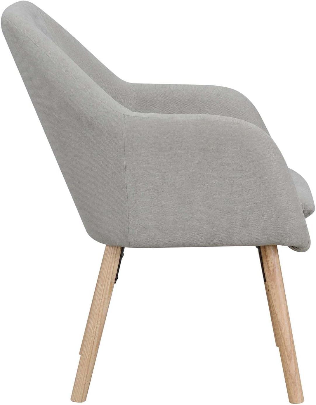 Pewter Gray Linen and Velvet Wingback Accent Chair with Oak Legs