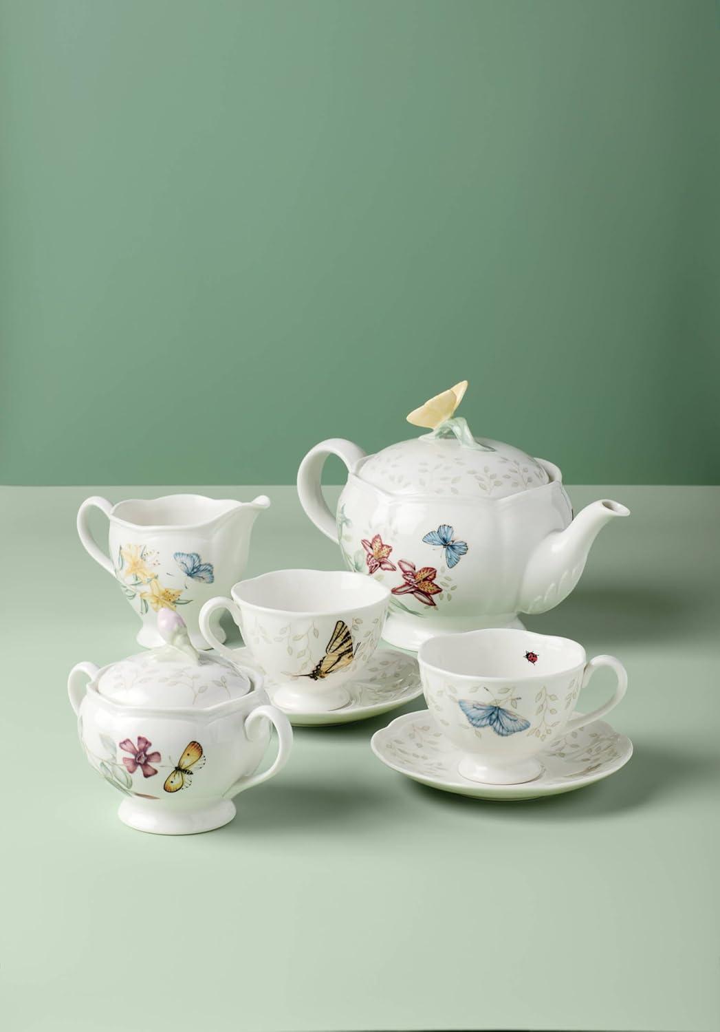 Butterfly Meadow Floral Porcelain 7-Piece Tea Set