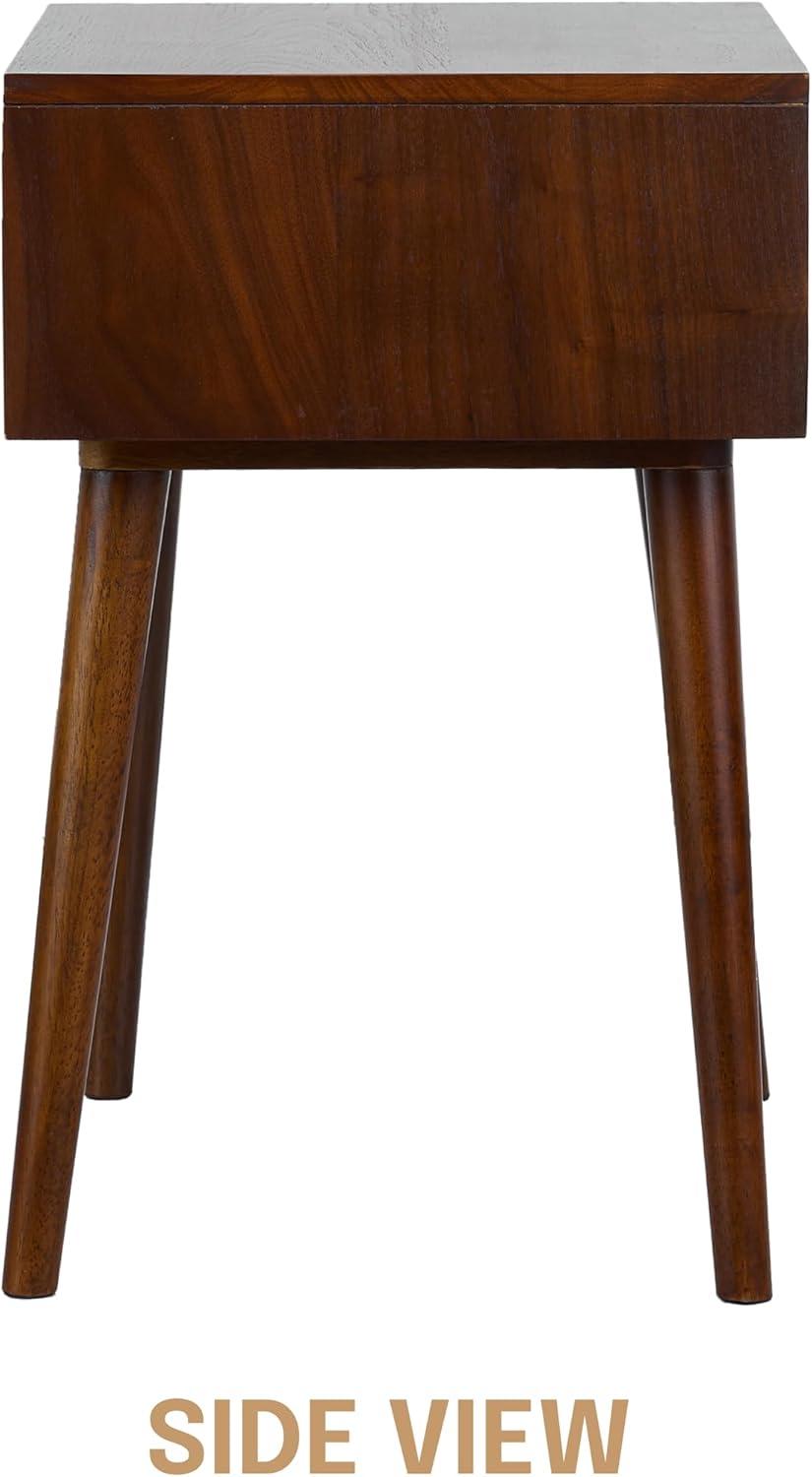 NTC Zoe Solid Oak Wood Nightstand, Mid Century Modern Side Table Bedroom with Storage