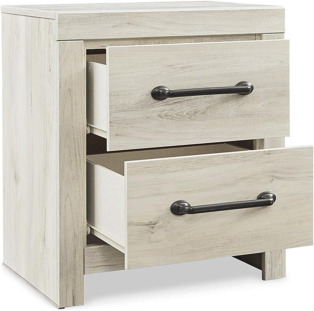Cambeck Nightstand White - Signature Design by Ashley: Industrial Style Bedside Table with USB Ports & Storage