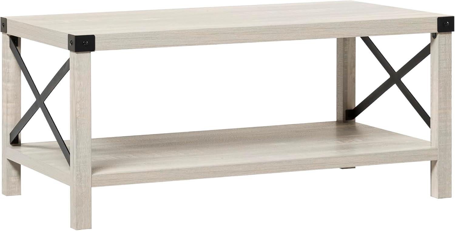 Walker Edison Magnolia Metal X Coffee Table, Stone Grey