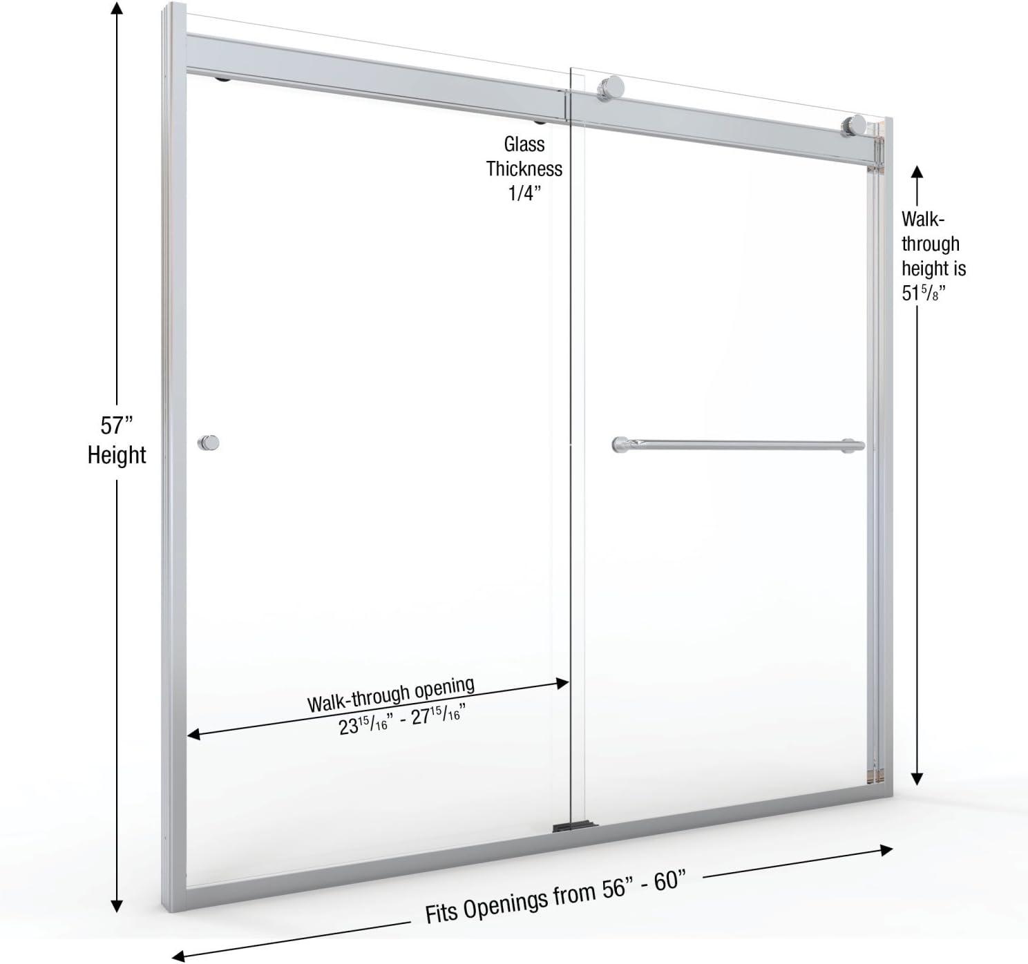 Rotolo 60" W x 57" H Semi-Frameless Tub Door