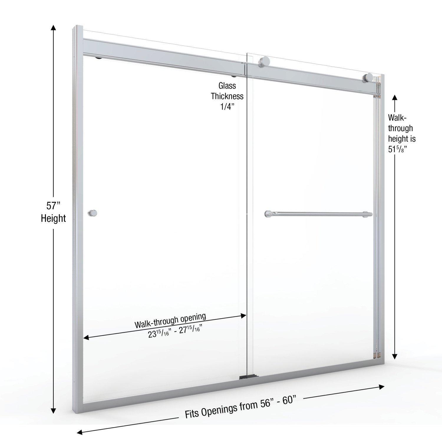 Rotolo 60" W x 57" H Semi-Frameless Tub Door