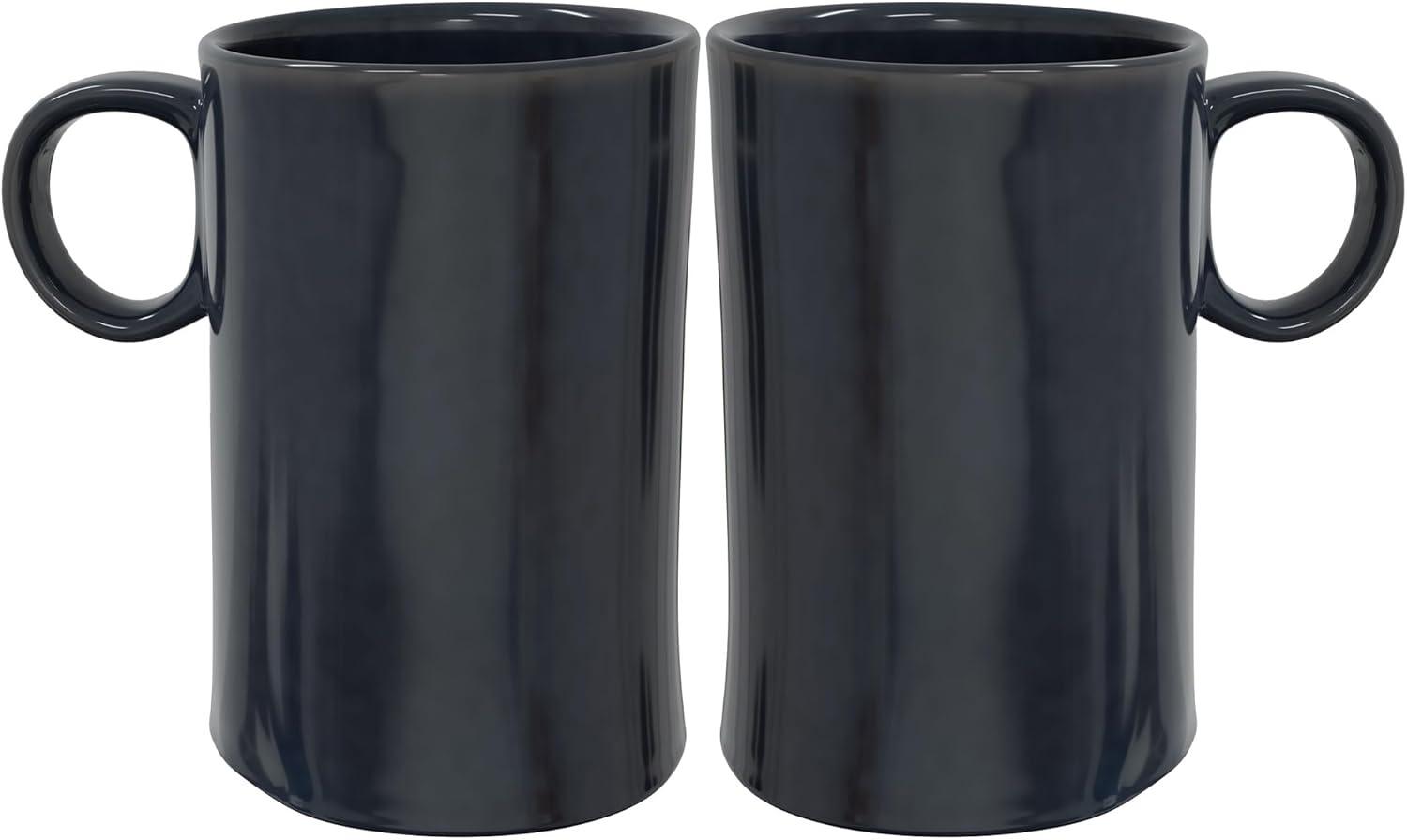 American Atelier Stoneware Loop Handle Mugs, Set of 2, Cup For Coffee, Tea, Latte, And Hot Chocolate, Dishwasher And Microwave Safe, Navy