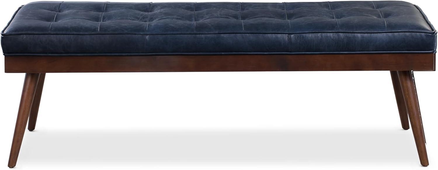 Athan Midnight Blue Full-Grain Italian Leather 55" Bench