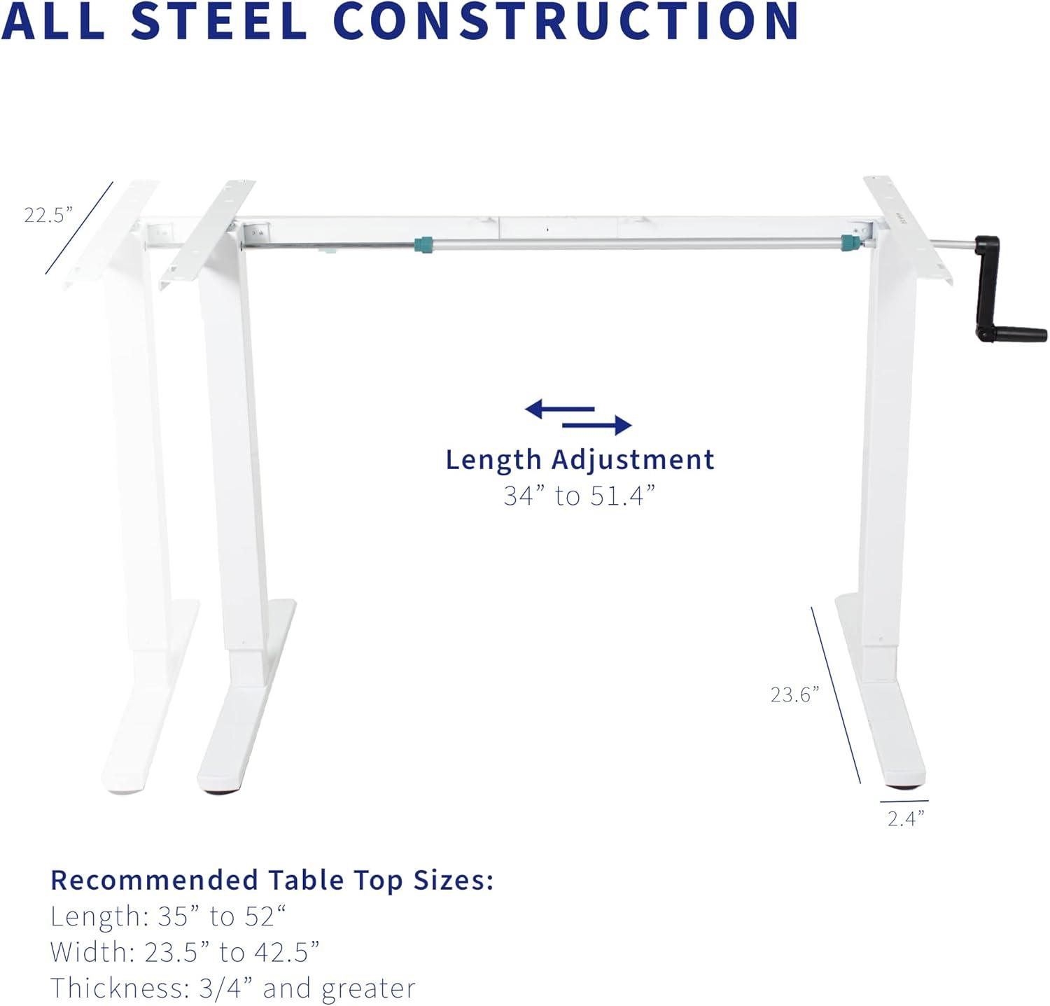 Compact Crank Height Adjustable Desk Frame