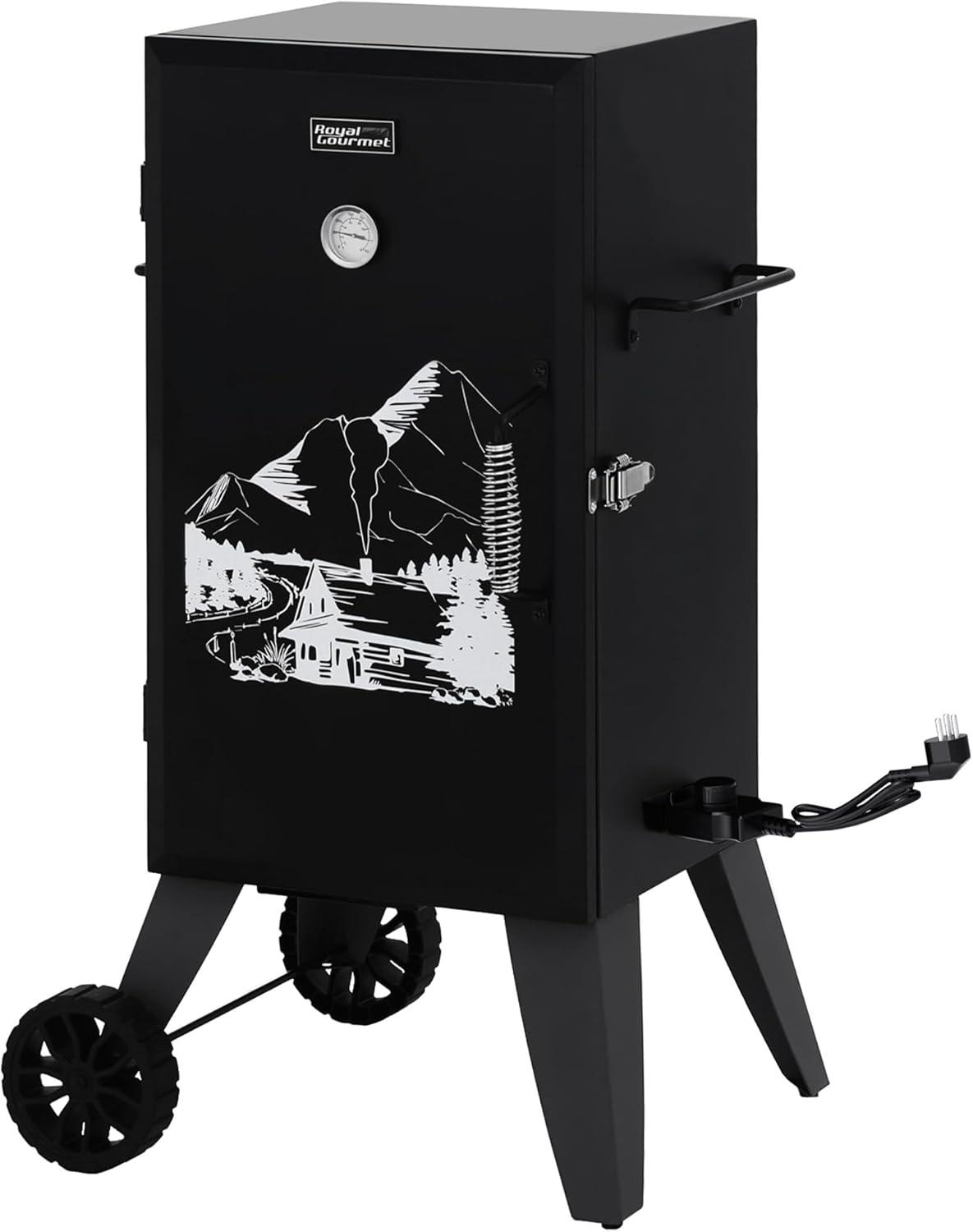 Royal Gourmet Royal Gourmet 28-Inch Analog Electric Smoker with 3 Cooking Grates, 1350W Output, Adjustable Temperature Control, Black