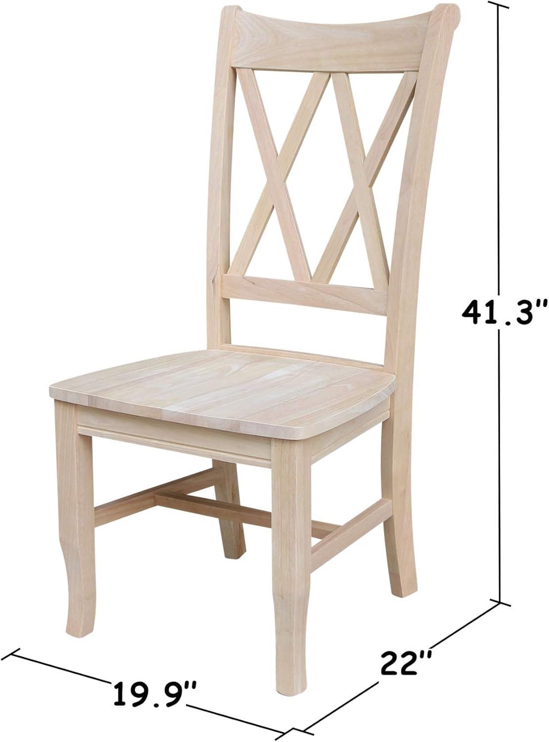 Set Of 2 Double X Back Chair Unfinished - International Concepts: Solid Wood, Armless, Unupholstered