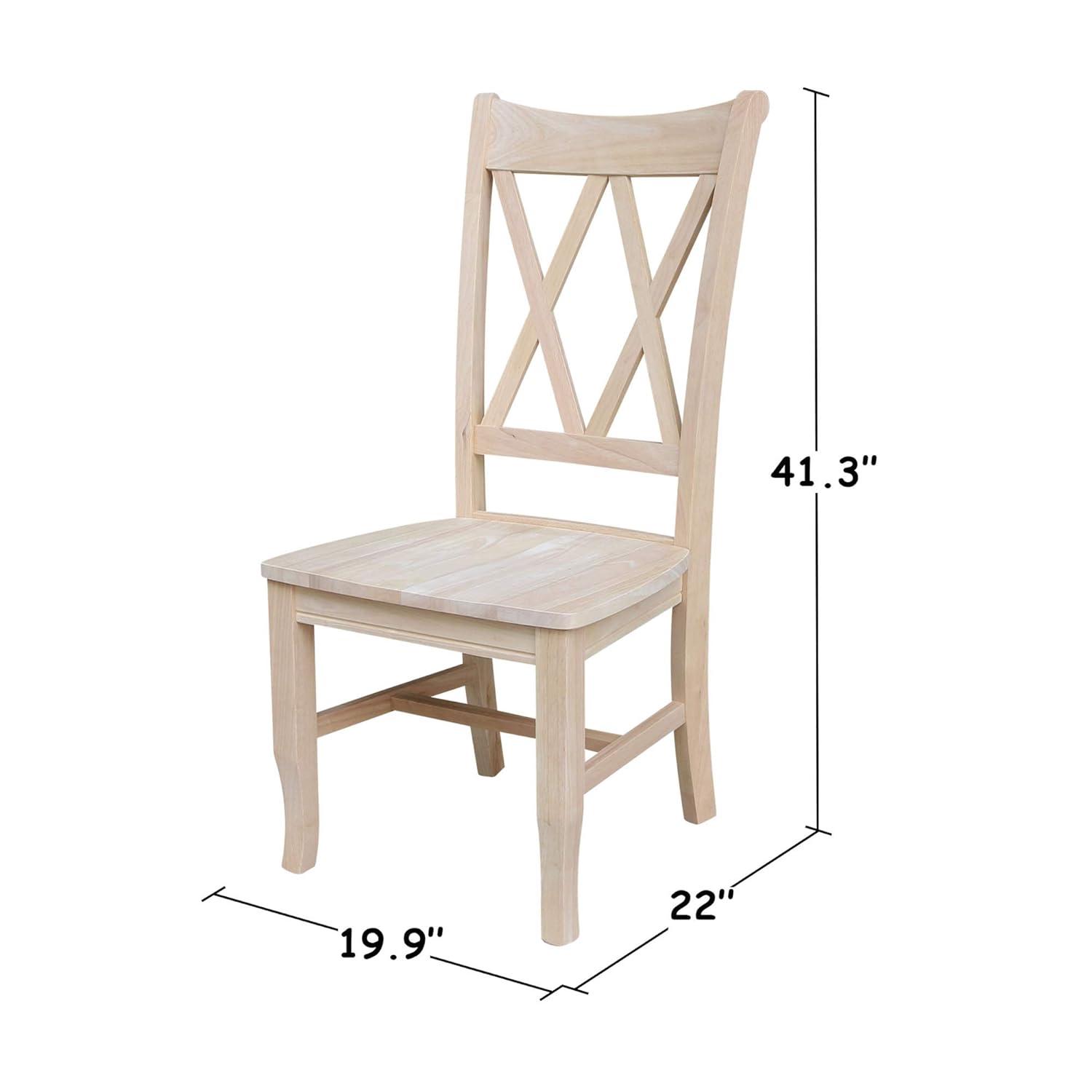 Set Of 2 Double X Back Chair Unfinished - International Concepts: Solid Wood, Armless, Unupholstered
