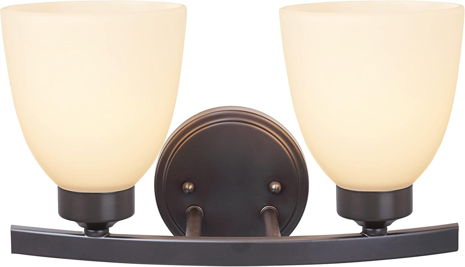 13-Inch Bronze and Frosted Glass 2-Light Vanity Fixture