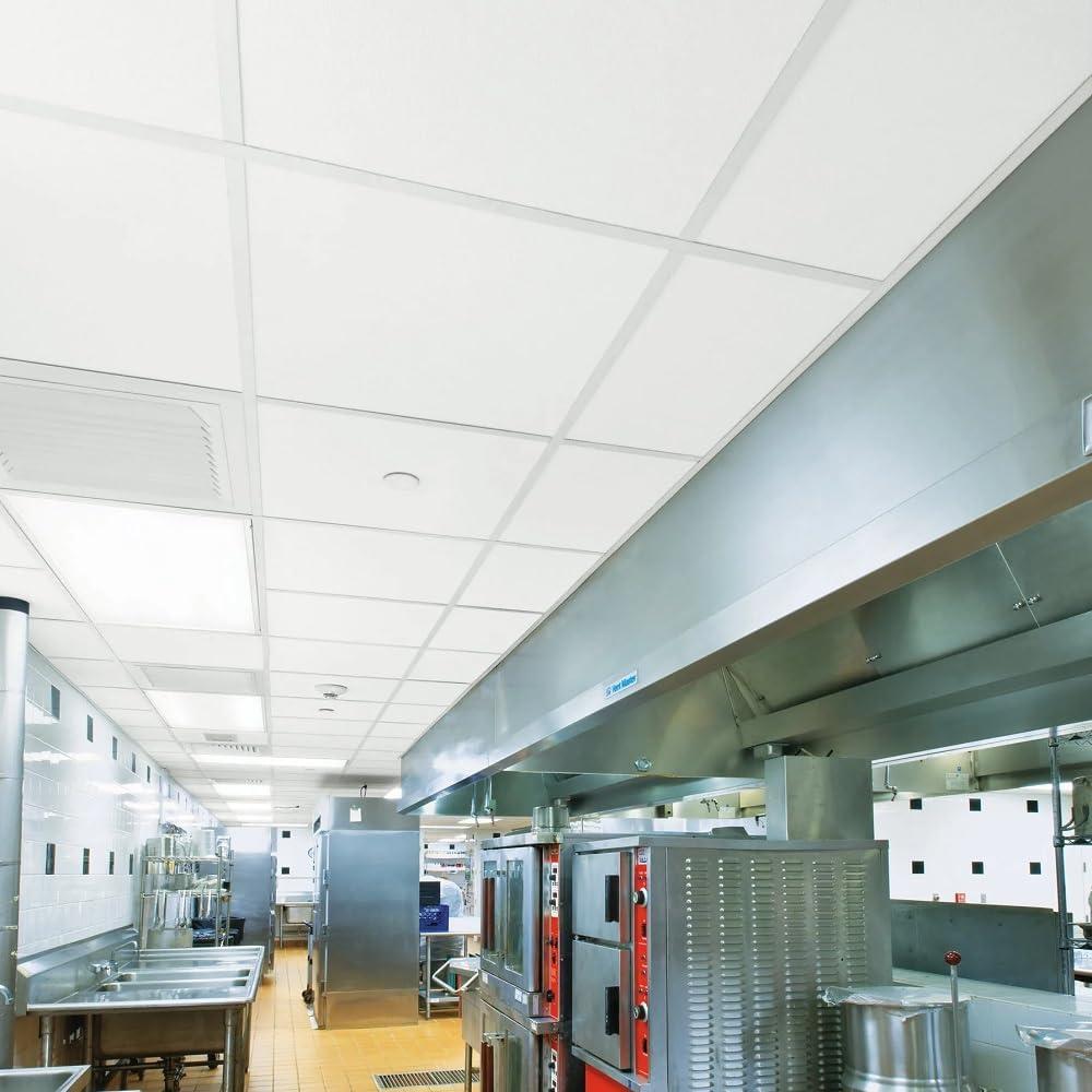 Armstrong 2x2 KITCHEN ZONE Acoustic Ceiling Tiles for Suspended Ceiling Grids, 16-tiles per pack, White