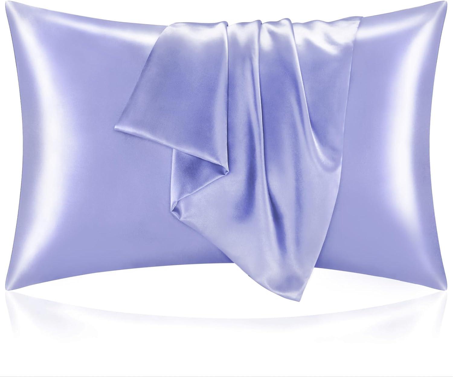 Tainini Clearance!!! Bedsure Satin Pillowcase for Hair and Skin - Silky Pillowcase 20x30 Inches - Set of 2 with Envelope Closure, Similar to Silk Pillow Cases, Gifts for Women Men(Purple）