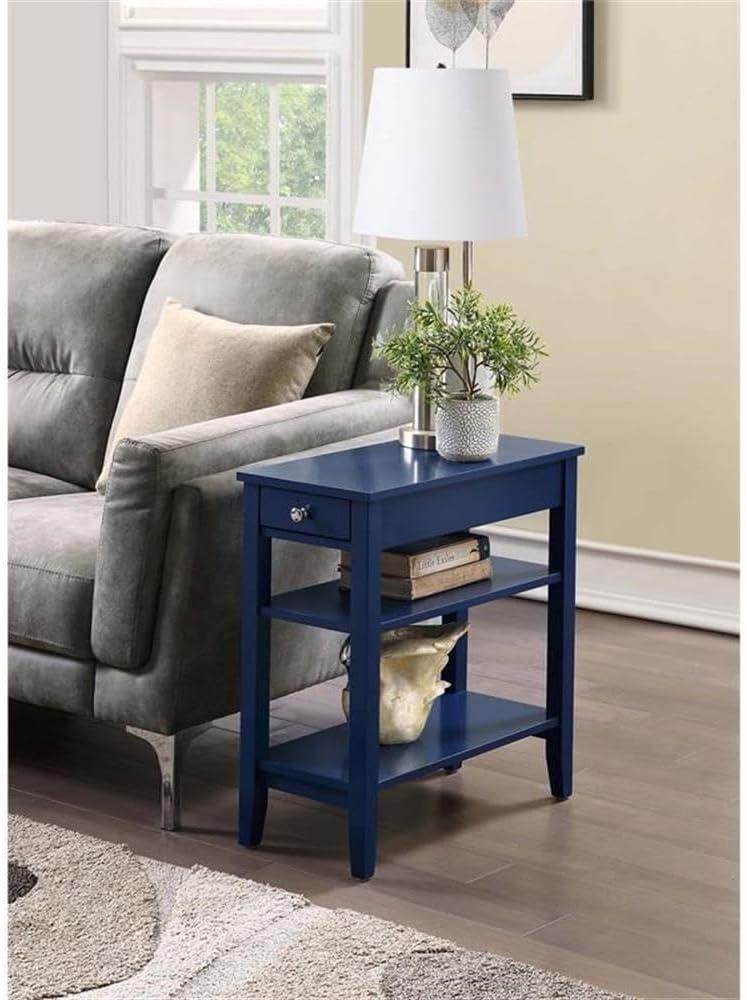 Convenience Concepts American Heritage 1 Drawer Chairside End Table with Shelves, Cobalt Blue