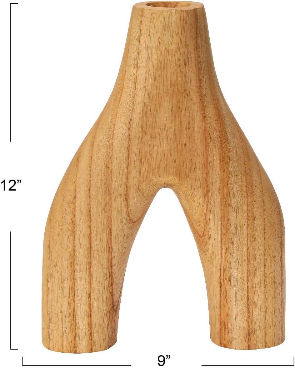 Decorative Arched Wood Vase, Natural