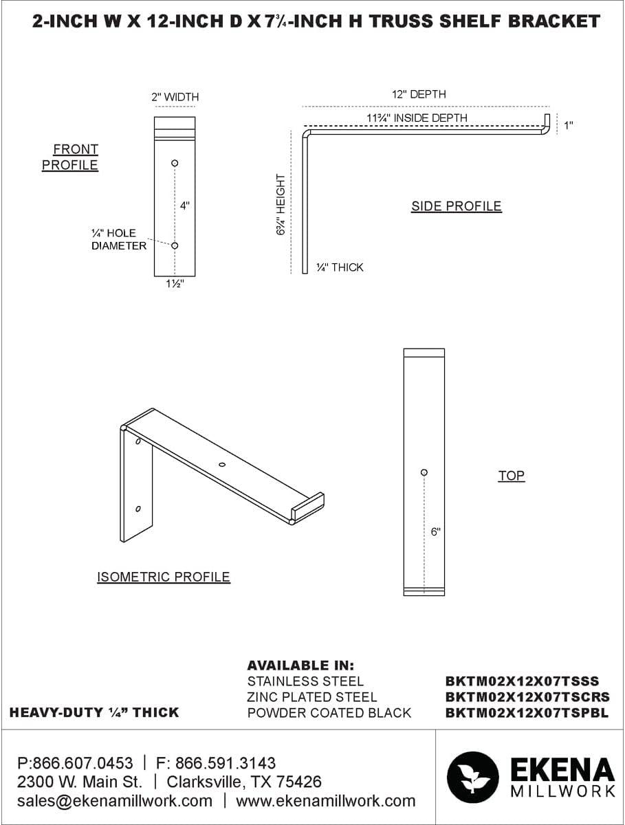 Ekena Millwork 7 1/4"H x 2"W x 10"D  Bracket
